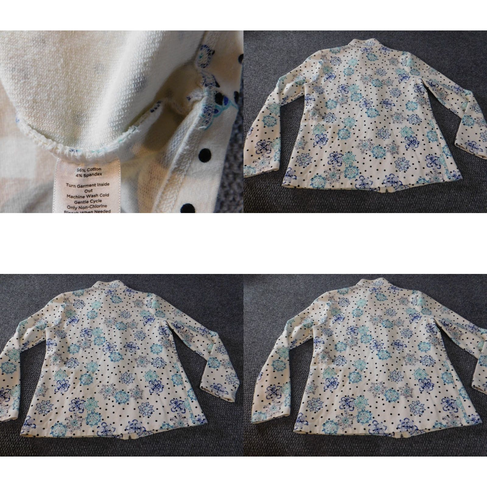 Talbots Talbots Jacket Womens Medium Blue Floral Zip Fleece Stretch Knit Mid-Length Long Sleeve Cotton Shell Embroidered Handcrafted? No Size L / US 10 / IT 46 - 8 Thumbnail