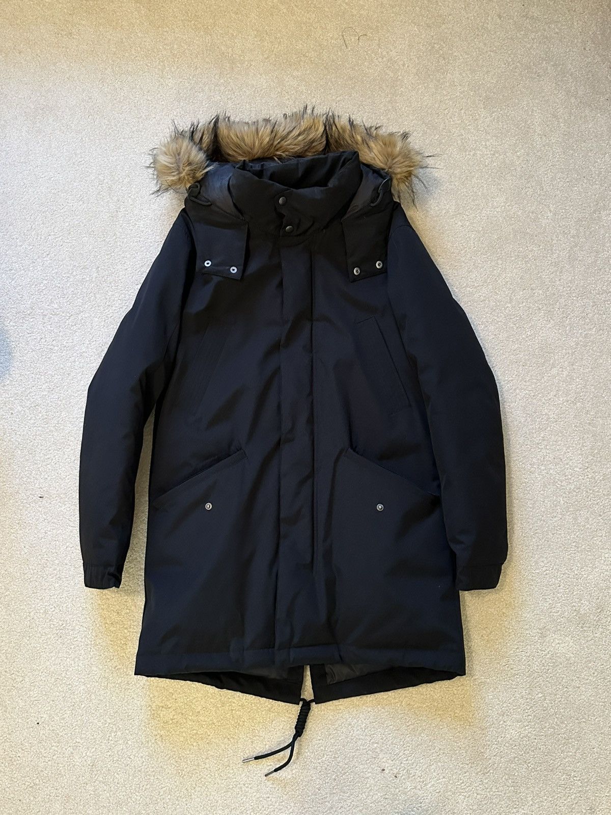 Cole Haan Black Fur-Hood Fishtail Parka Size US S / EU 44-46 / 1 - 1 Thumbnail