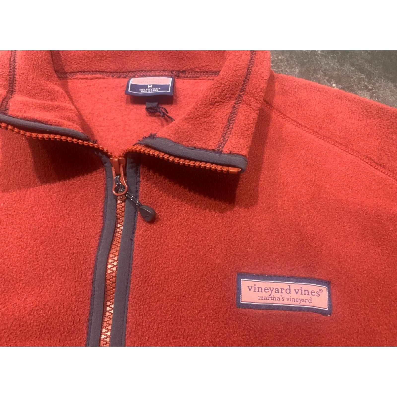 Vineyard Vines VINEYARD VINES Men's Vest Full Zip Fleece Burgundy Red Mid-Length Outdoor Casual Fall Winter M Size US M / EU 48-50 / 2 - 2 Thumbnail