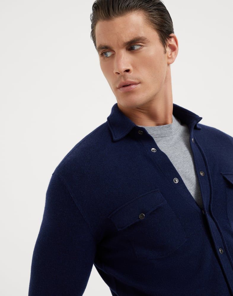 Brunello Cucinelli o1w1db10825 Polo Sweater in Blue Size US M / EU 48-50 / 2 - 2 Thumbnail