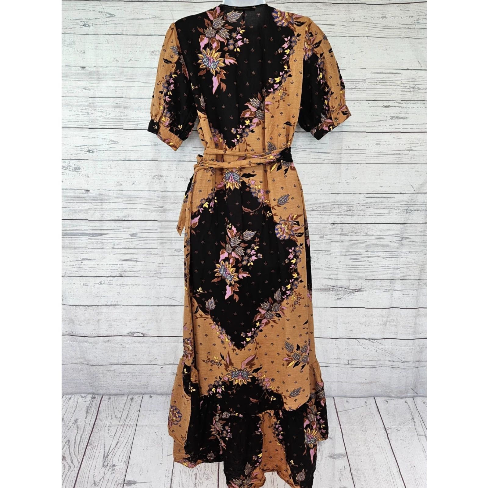 Scotch & Soda Scotch & Soda Womens Wrap Maxi Dress Sz Medium Black Floral Viscose Blend Linen Size M / US 6-8 / IT 42-44 - 3 Thumbnail