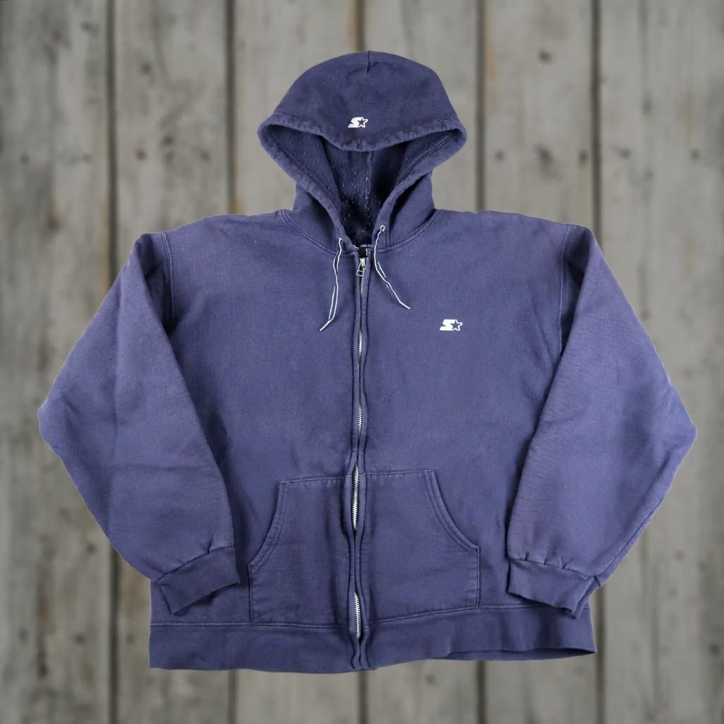 Starter VINTAGE Starter Hoodie M Blue 90s Sports Full Zip Logo Crew Neck Men Size US M / EU 48-50 / 2 - 1 Thumbnail
