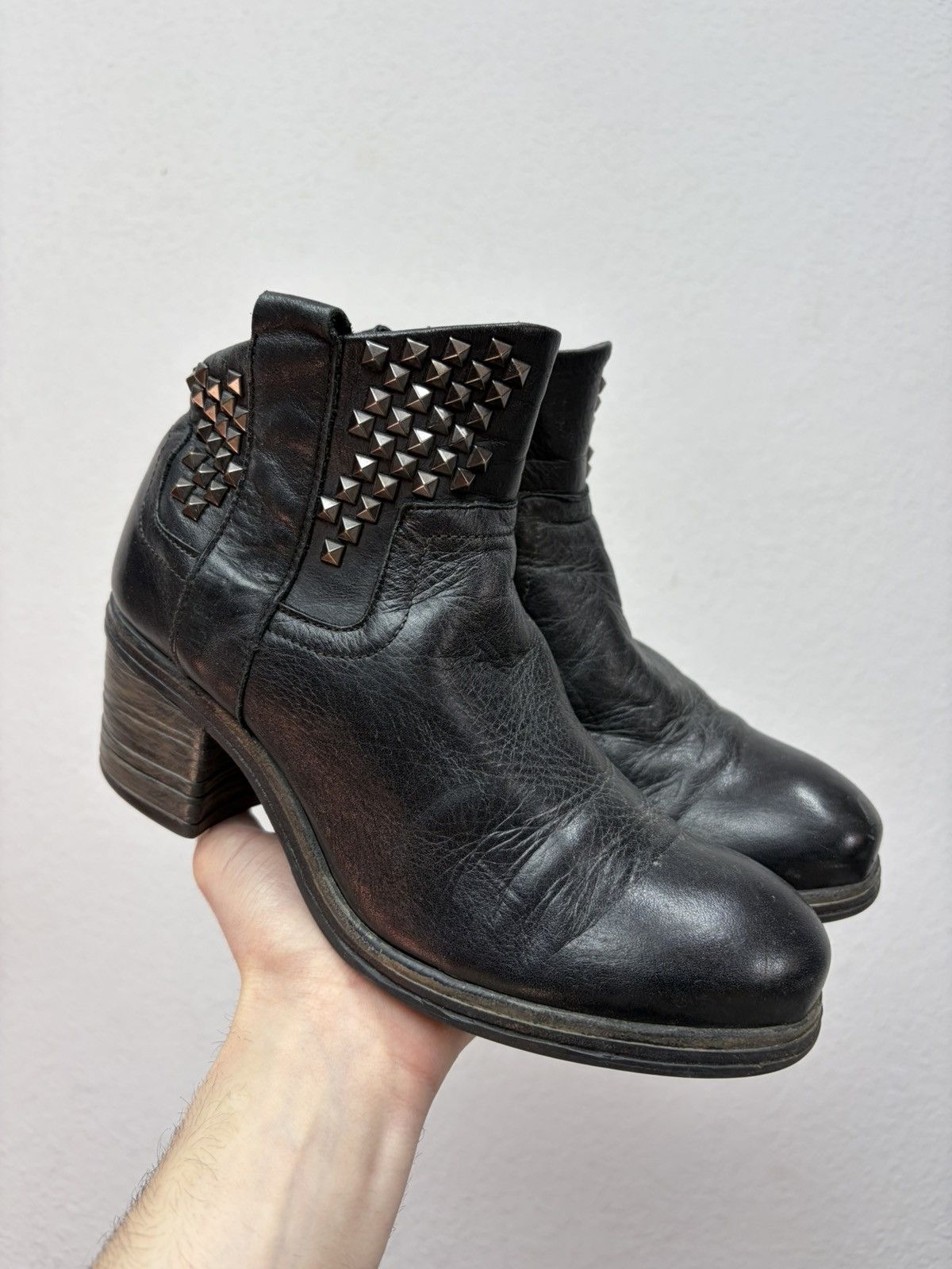 If Six Was Nine Vintage Italian AS 98 Rick Owens Style Leather Biker Boots Size US 7 / IT 37 - 1 Thumbnail