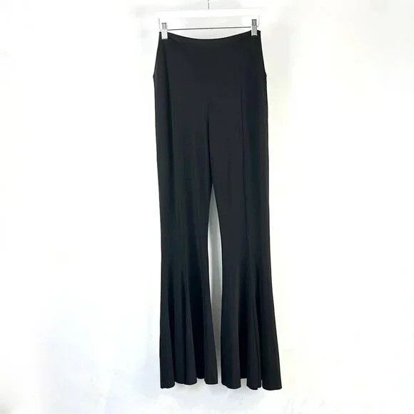 image of Norma Kamali Black Jersey Flared Fishtail Pants, Women's (Size 25)