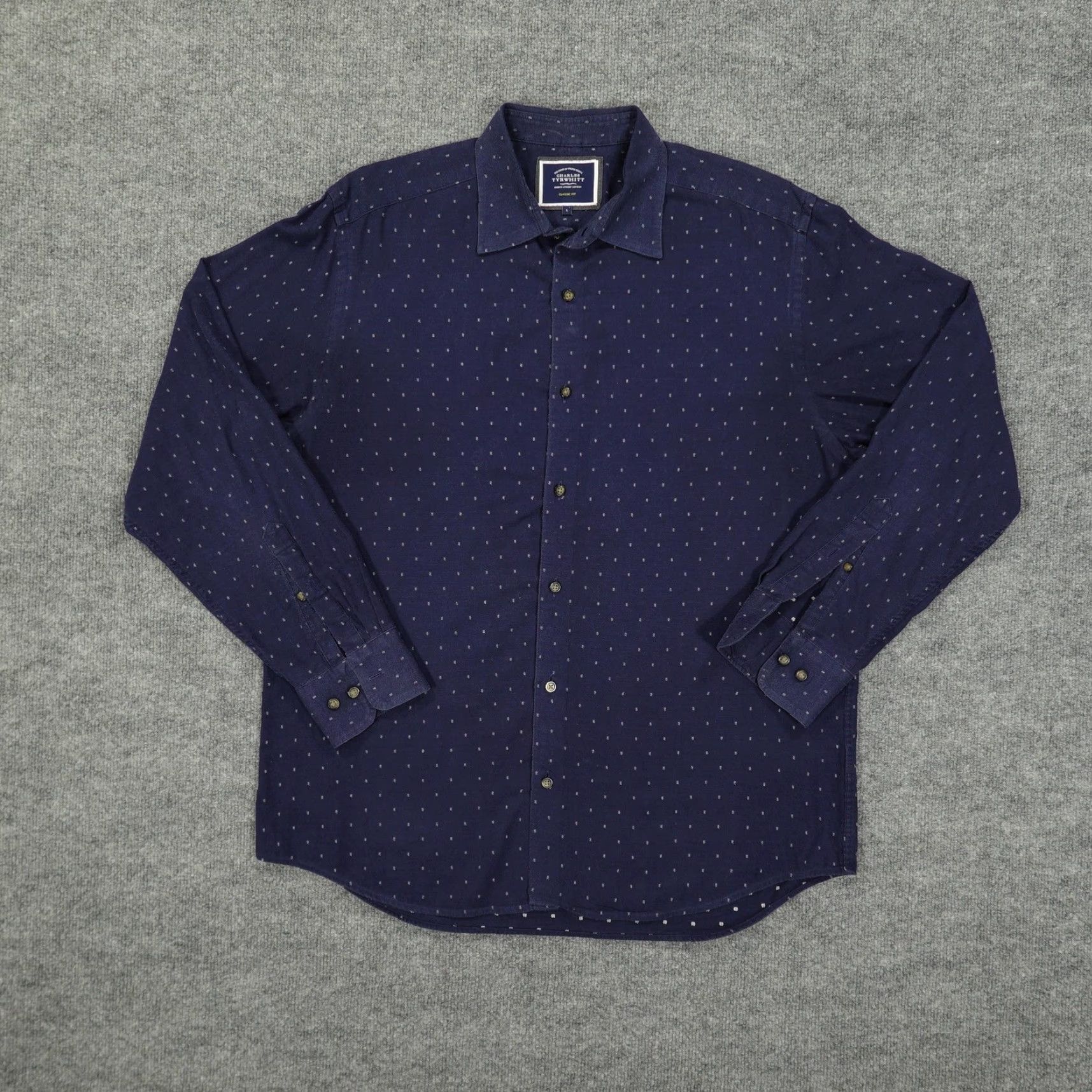 Charles Tyrwhitt Charles Tyrwhitt Button-Down Shirt Mens Large Navy Blue Classic Fit Micro Dot Size US L / EU 52-54 / 3 - 2 Thumbnail