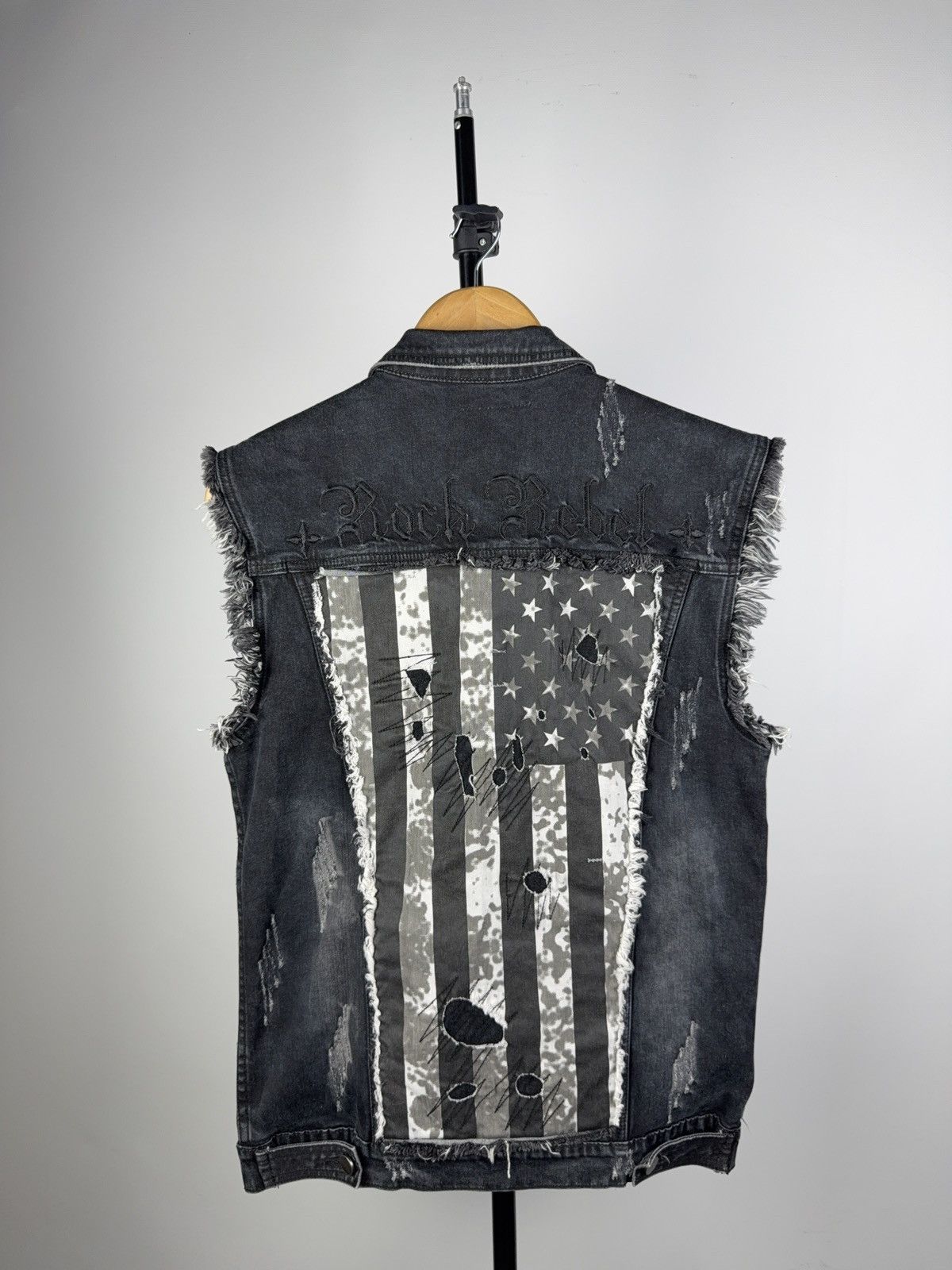 Other 00s Rock Rebel Distressed Denim Vest Acid Wash Punk Biker Size US S / EU 44-46 / 1 - 1 Thumbnail