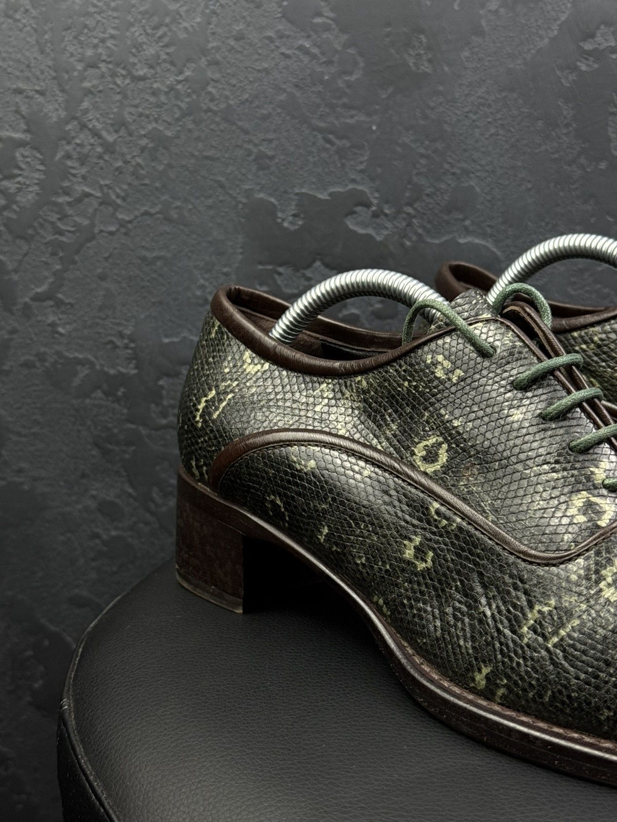 Prada Vintage Prada Python Effect Heeled Derby Shoes Archive 90s Size US 8 / IT 38 - 8 Thumbnail