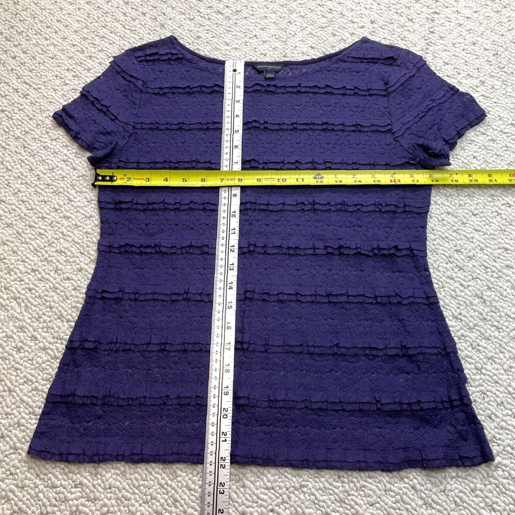 Banana Republic VINTAGE Banana Republic Shirt Womens L Purple Short Sleeve Layered Peasant Tee Size L / US 10 / IT 46 - 3 Thumbnail