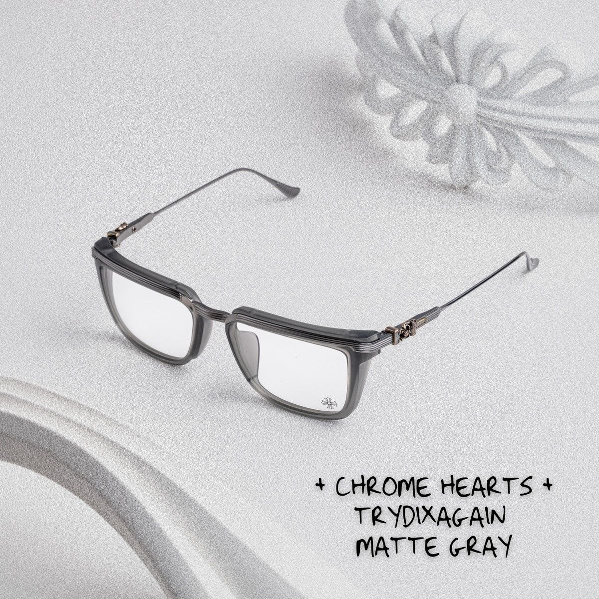 Chrome Hearts CHROME HEARTS TRYDIXAGAIN MATTE GRAY GLASSES Size ONE SIZE - 1 Thumbnail