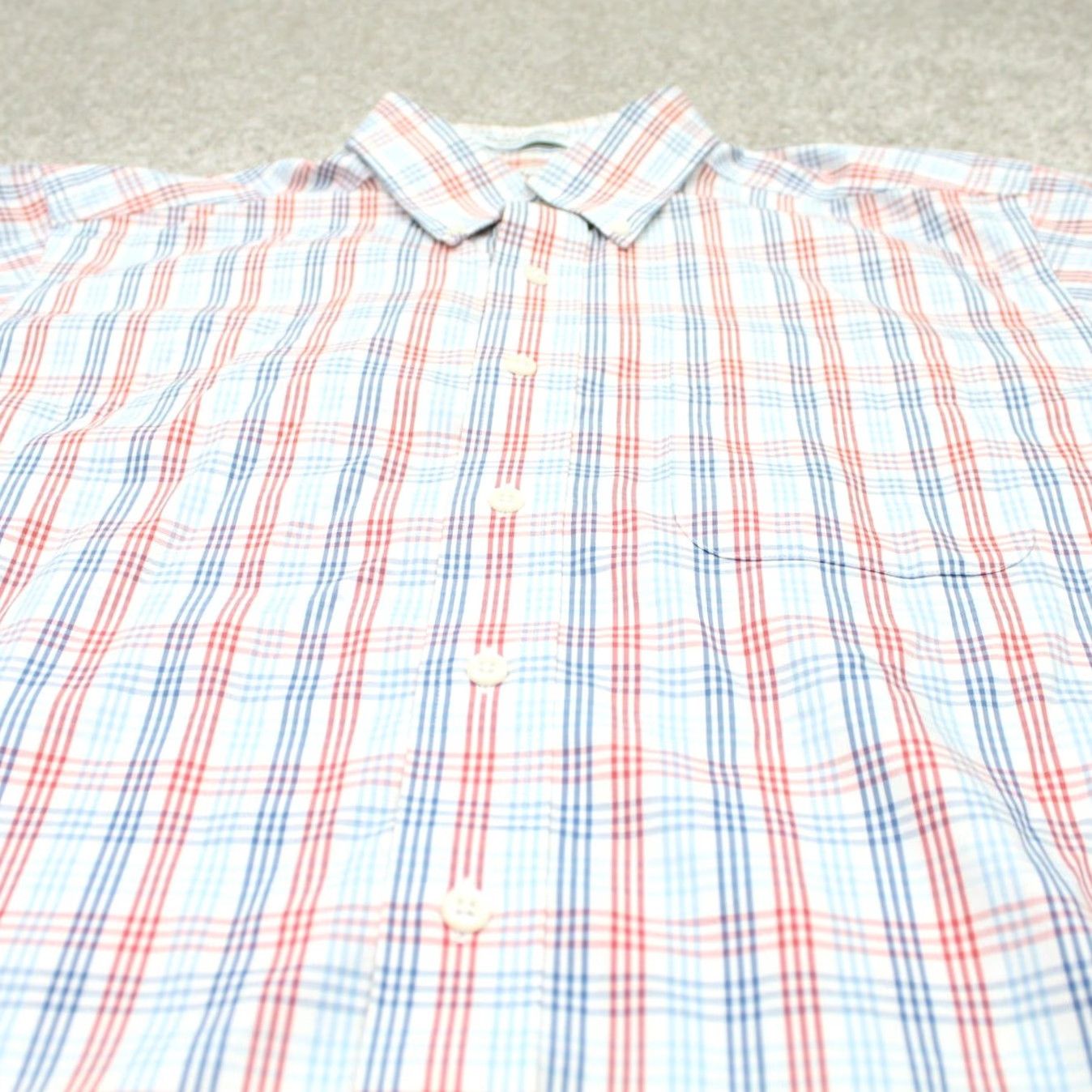 Vintage LL Bean Shirt Mens 15 1/2 36 Wrinkle Resistant Classic Fit L/S Plaid White Red Blue Dress Shirt Size US L / EU 52-54 / 3 - 4 Thumbnail