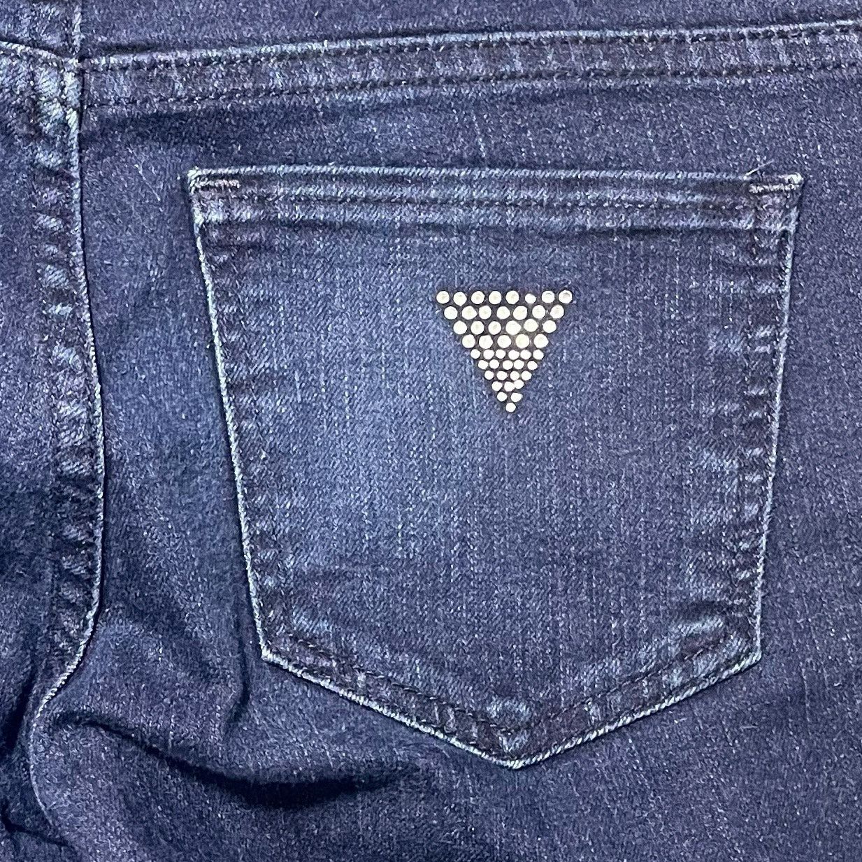 Guess Guess Low Rise Jeans Rhinestone Logo Embellish Dark Wash 26 Size 31" - 6 Thumbnail