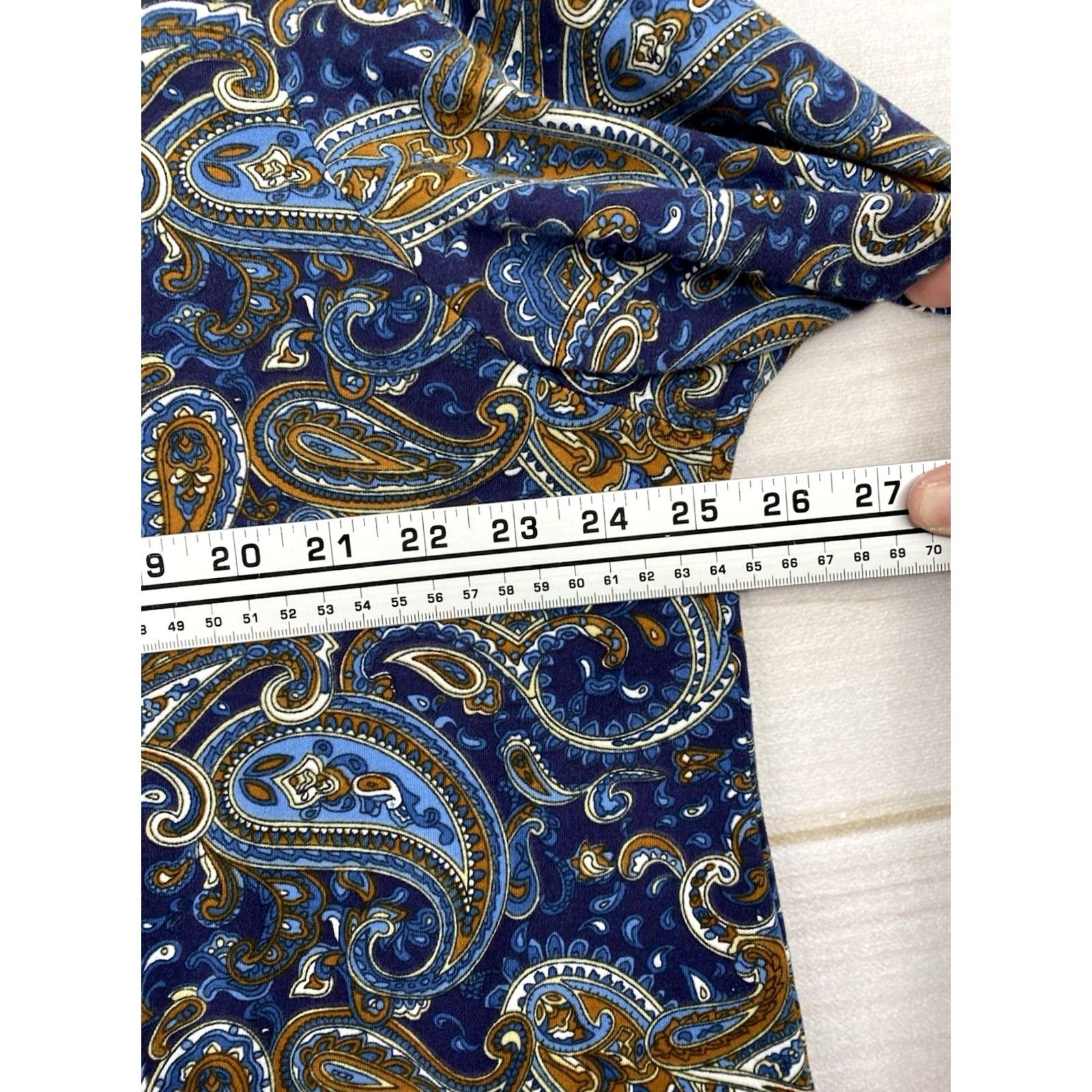 Vintage U. Vomade Tunic Blue Paisley Print Long Sleeve Plus 4X Knit V-Neck Button Stretch Adult Womens Size XXL / US 16-18 / IT 52-54 - 5 Thumbnail