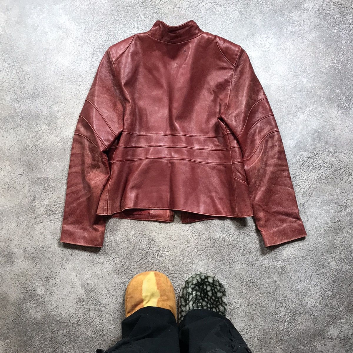 Vintage Vintage Y2K Burgundy Leather Jacket Streetwear Grunge Logo L Size L / US 10 / IT 46 - 6 Thumbnail