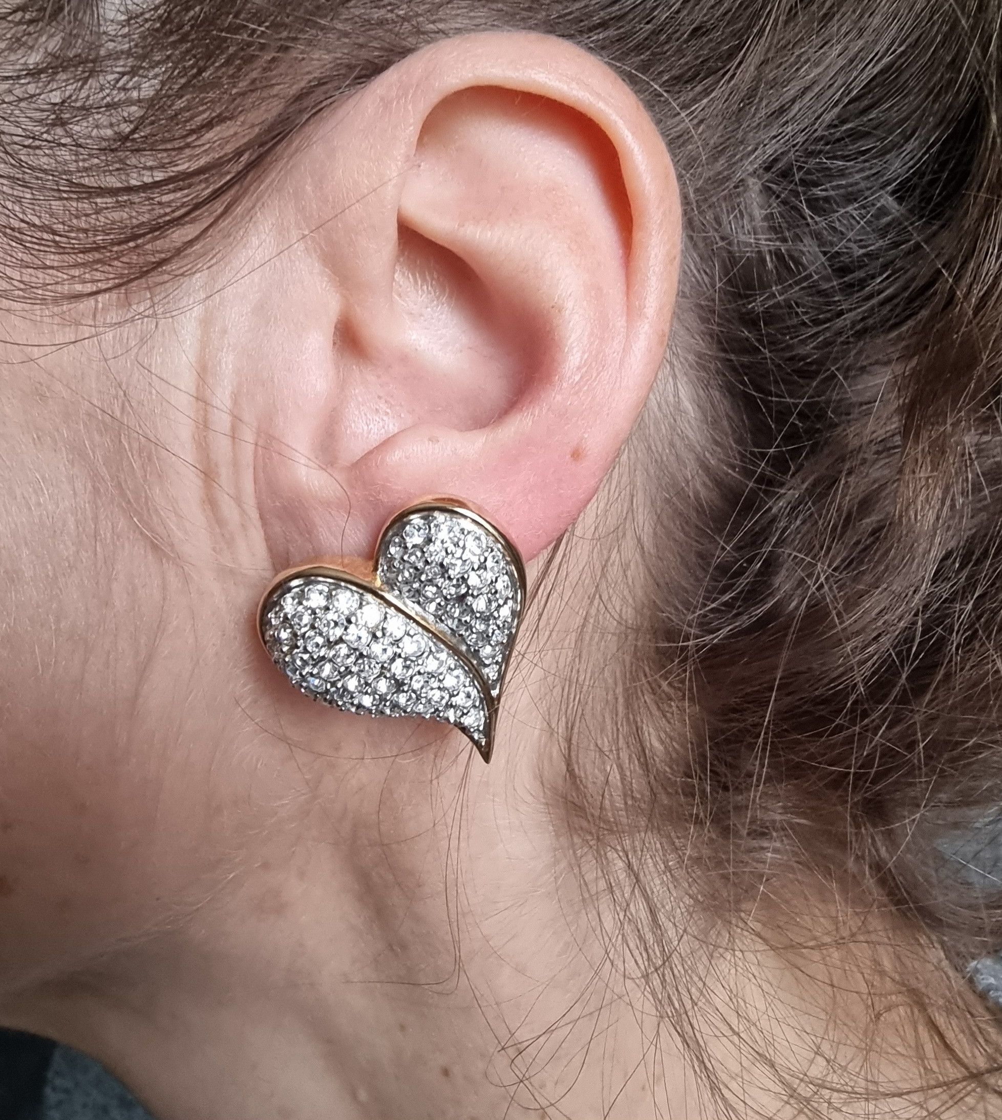 Swarovski Vintage Swarovski Crystal Heart Clip-On Earrings Size ONE SIZE - 1 Thumbnail