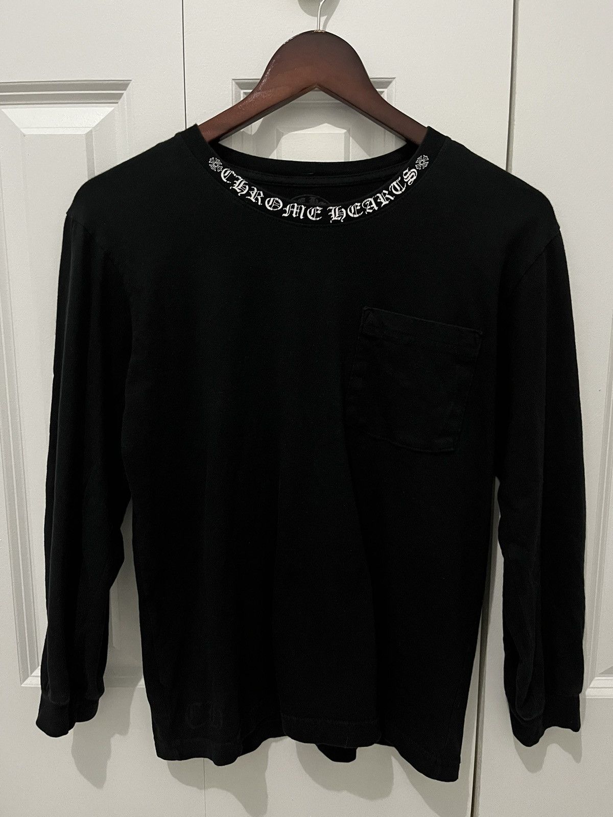 image of Chrome Hearts Neck Logo Longsleeve in Black, Men's (Size Small)