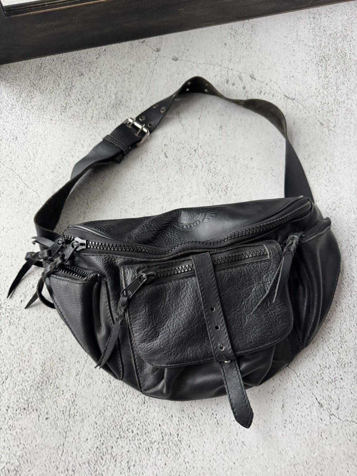 Genuine Leather Harley Davidson HD Vintage Leather Black Bum Belt Bag Size ONE SIZE - 3 Thumbnail