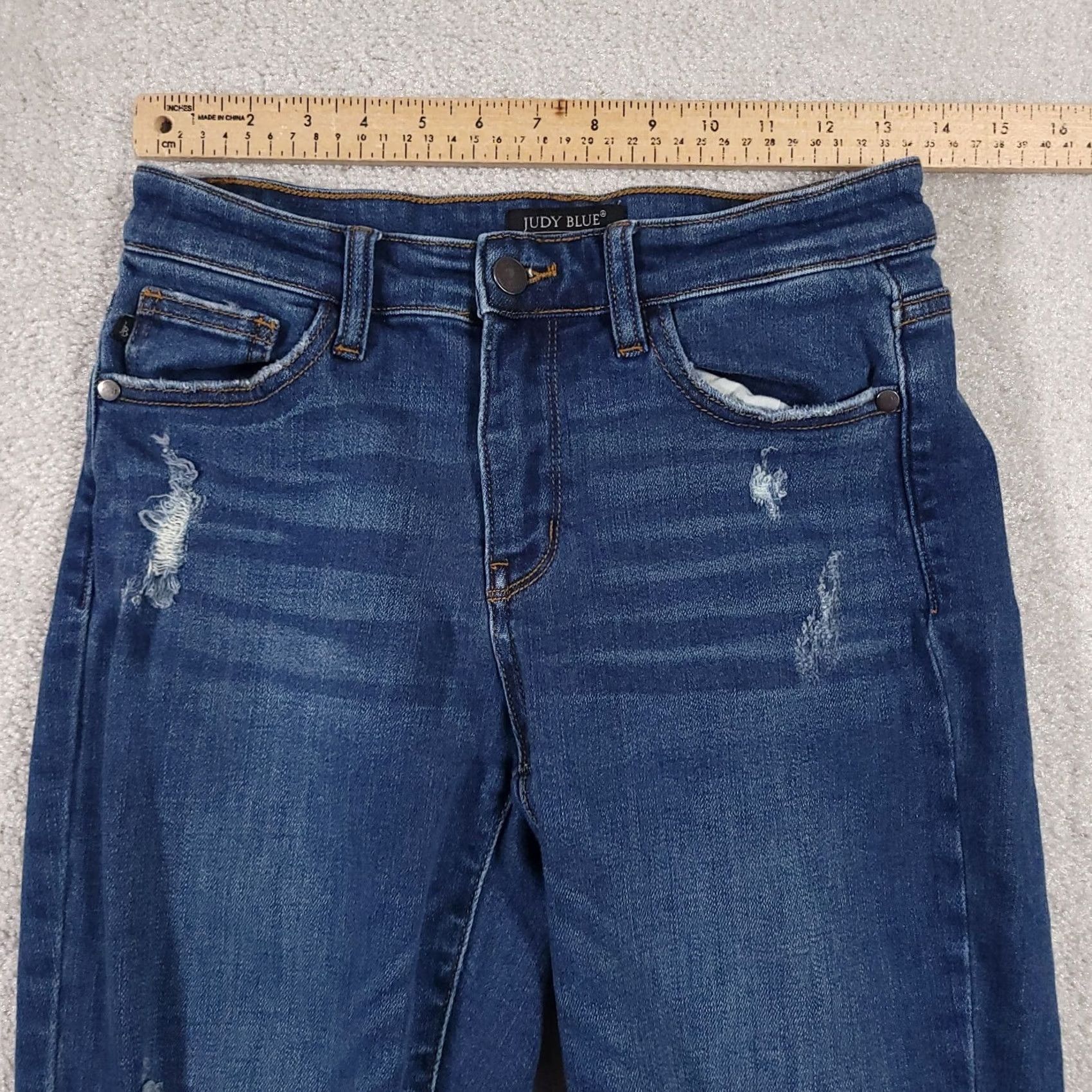 Denime Judy Blue Jeans Women's Blue Slim Fit Stretch Denim Mid-Rise 3/26 Distressed Size 26" / US 2 / IT 38 - 5 Thumbnail