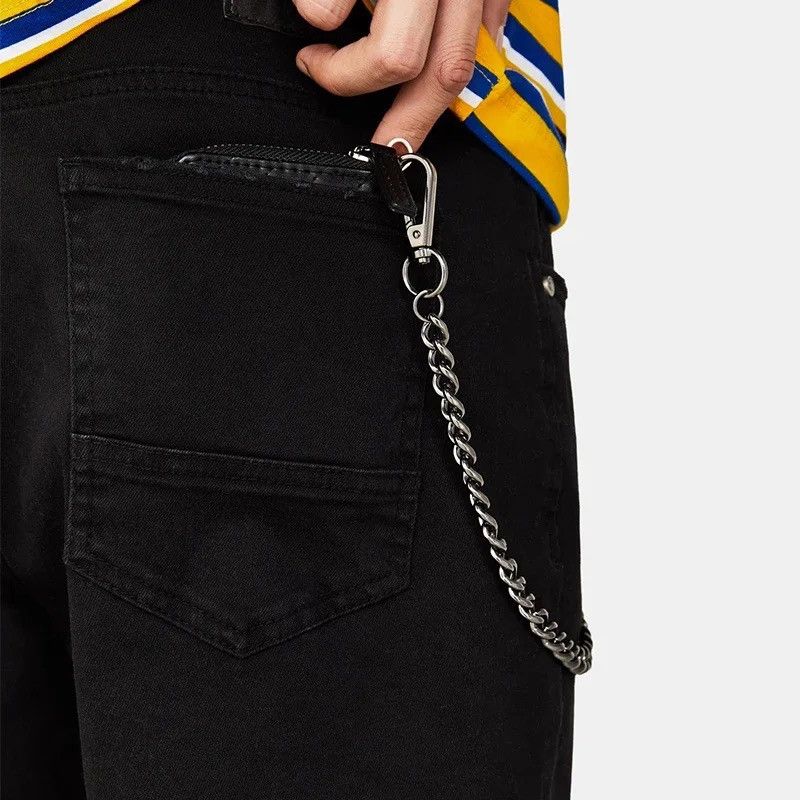 Vintage Stainless steel Long Metal Wallet Belt Chain Size ONE SIZE - 2 Thumbnail