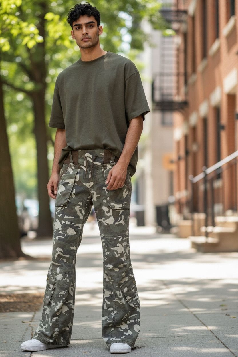 Japanese Brand LUCCICA Ultra Flare Multipocket Stretch Cotton GOA Inspired Size US 30 / EU 46 - 1 Thumbnail