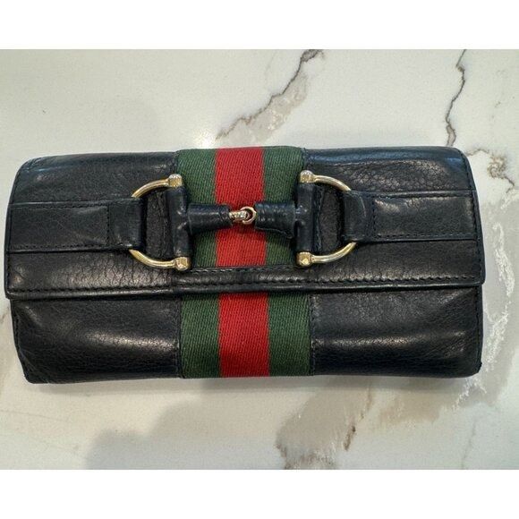 Gucci Gucci Horsebit Continental Wallet in Black Leather Size ONE SIZE - 1 Thumbnail