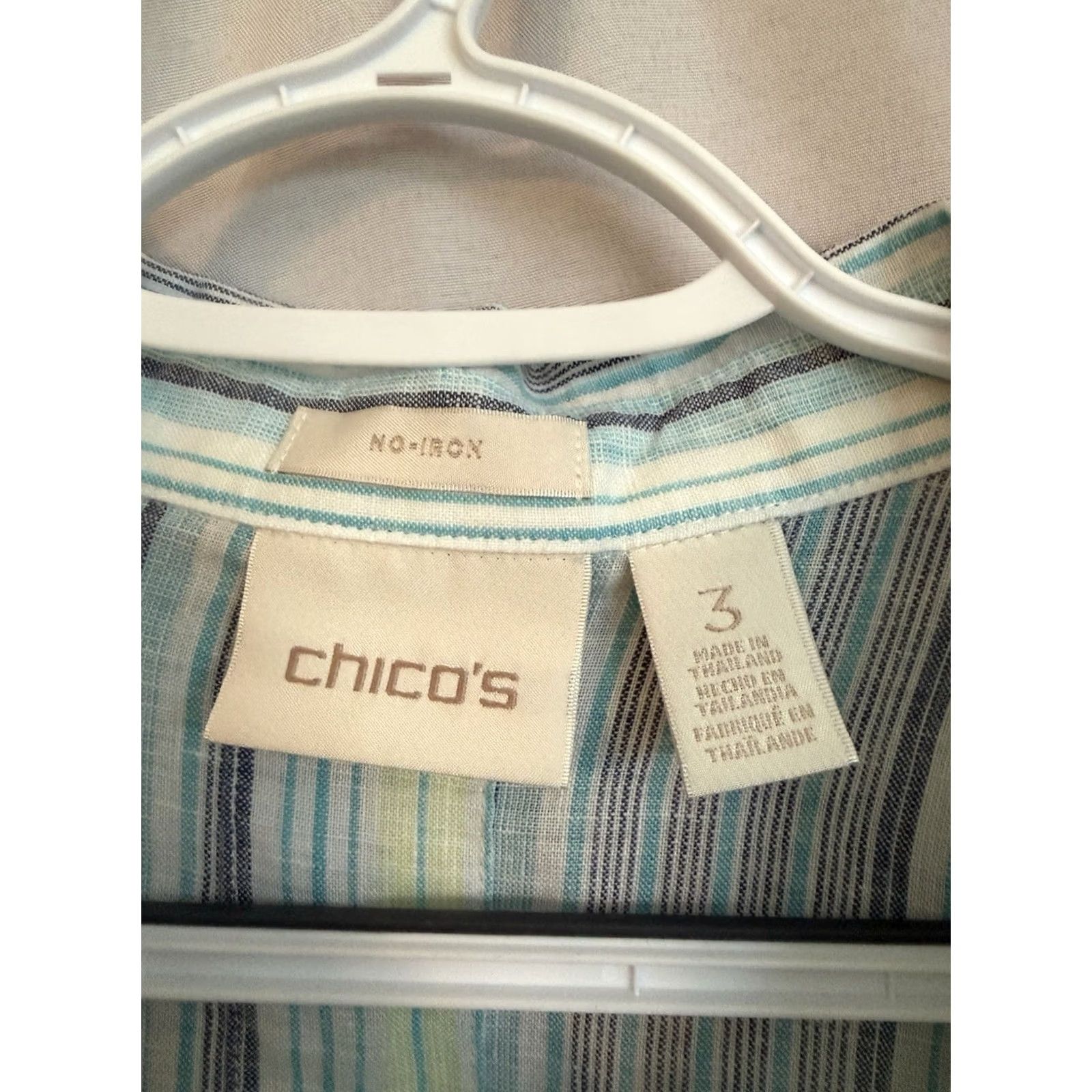 Vintage VINTAGE Chico's 100% Linen Shirt Blue Yellow Button Up Tunic Womens 3X Coastal Beach Shirt Womens 3X Blue Yellow Linen Button Up Tunic Beach Shirt Size XXL / US 16-18 / IT 52-54 - 3 Thumbnail