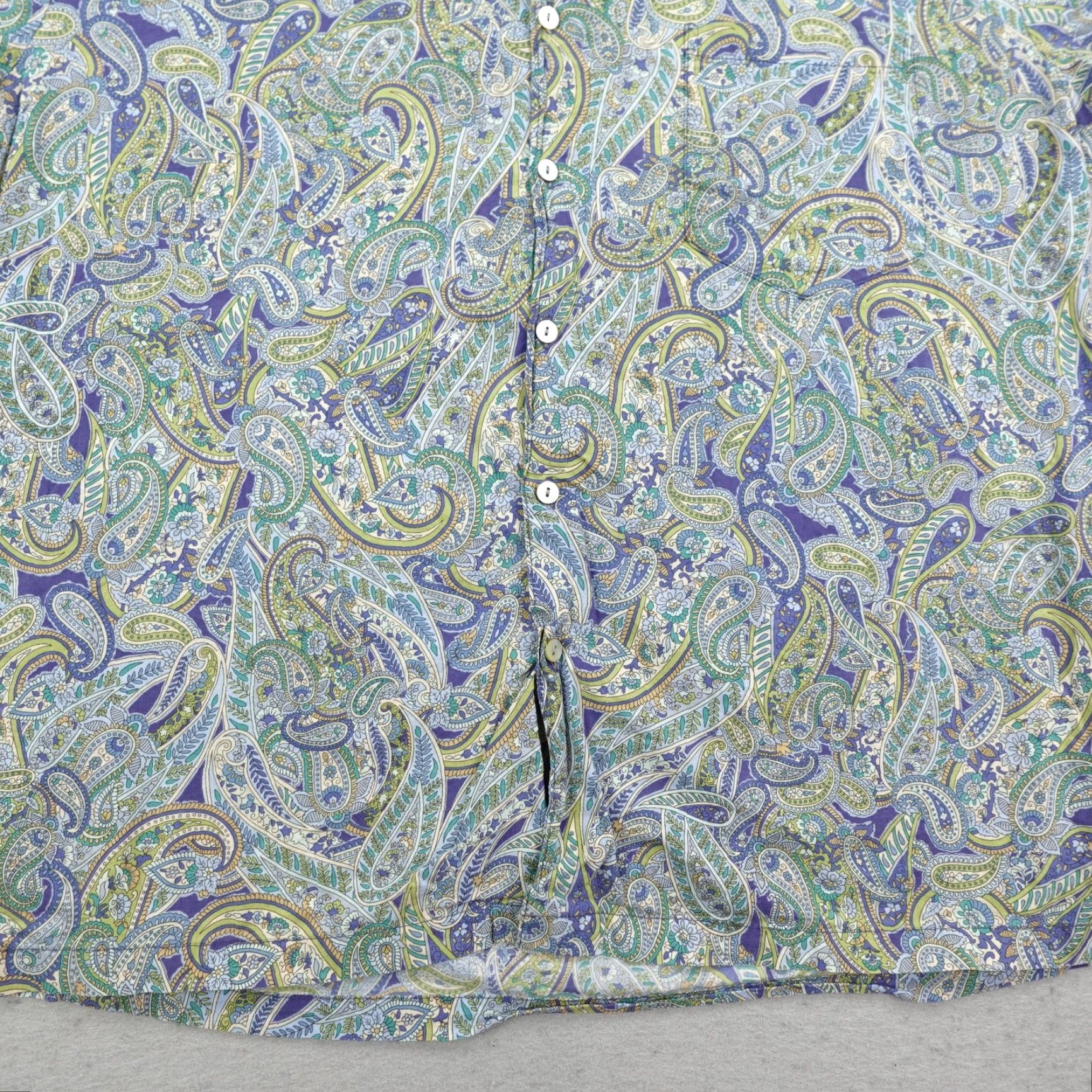 Tori Richard VINTAGE Tori Richard Shirt Hawaiian Aloha Camp Button-Up Mens Large Blue Green Paisley Tropical Size US L / EU 52-54 / 3 - 4 Thumbnail