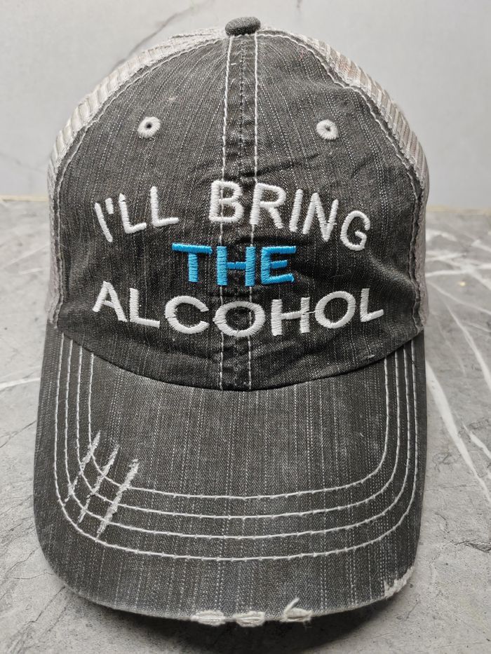 Japanese Brand Vintage i'll Bring The Alcohol Distressed Style Trucker Hat Size ONE SIZE - 2 Thumbnail