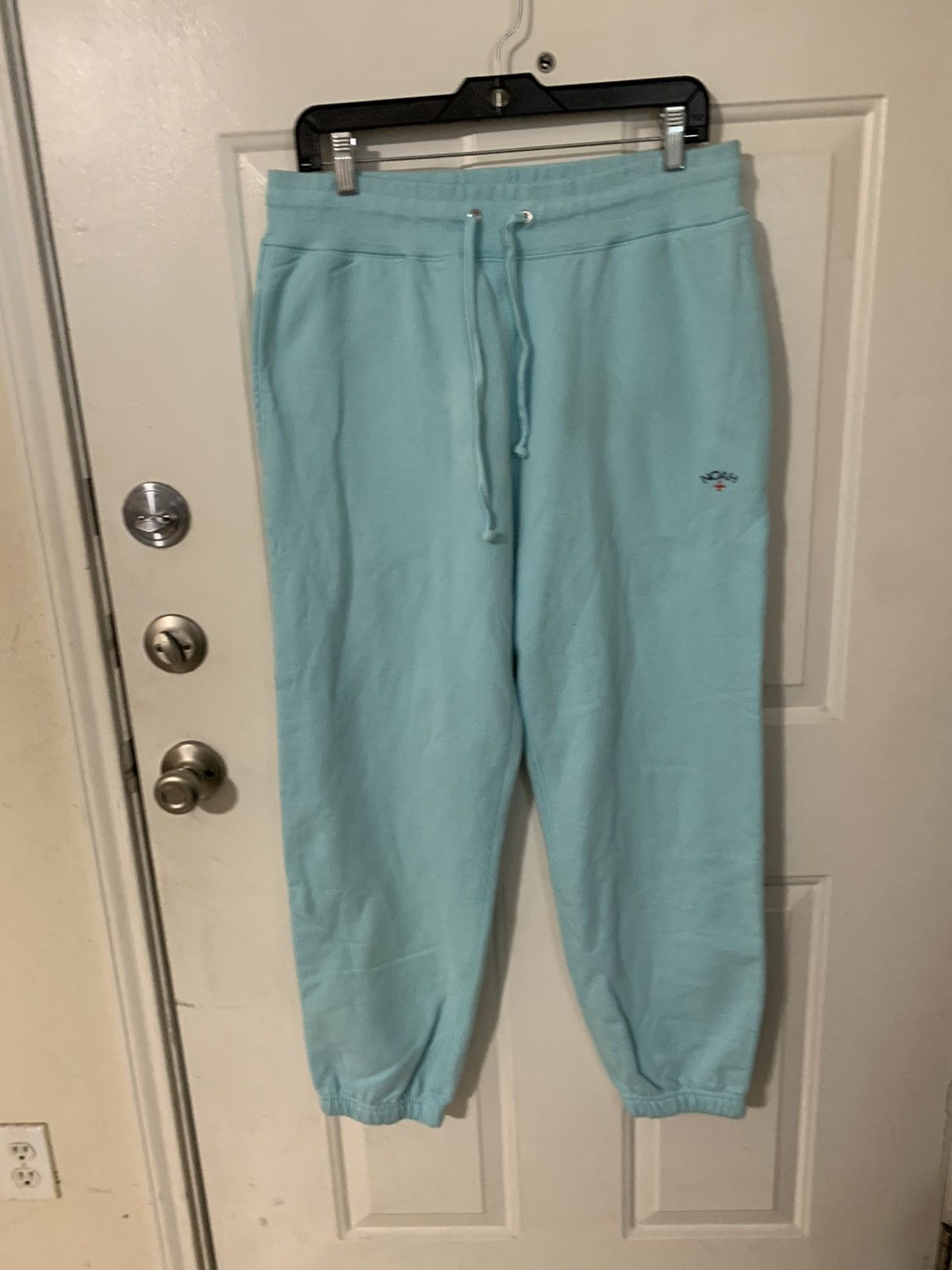 image of Noah Logo Sweatpant Joggers 100% Cotton in Aqua Blue, Men's (Size 32)