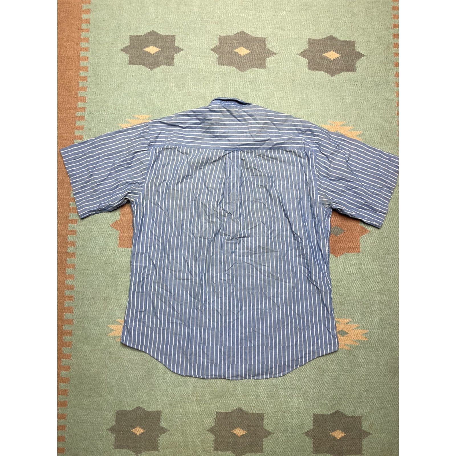 Eddie Bauer VINTAGE Eddie Bauer Button Shirt Short Sleeve Striped Cotton Pockets Blue Men’s L Large Shirts Mens Size US L / EU 52-54 / 3 - 7 Thumbnail
