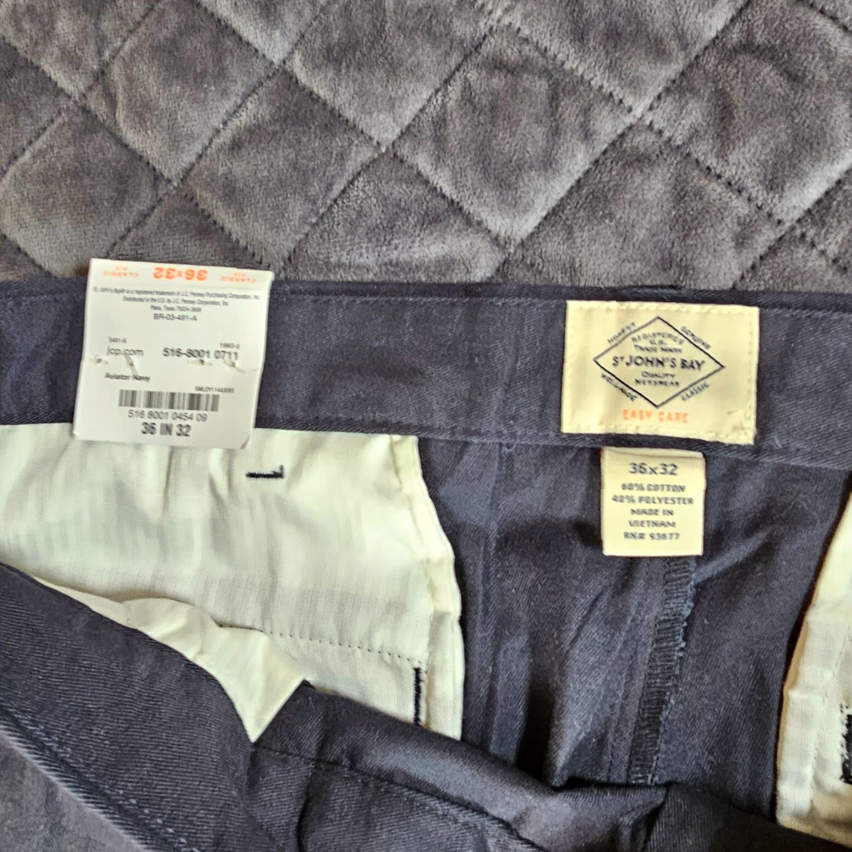 Vintage St. John's Bay Men Dress Pants Flat Front Classic Fit 100% Cotton Size 36 x 32 Blue Size US 36 / EU 52 - 3 Thumbnail