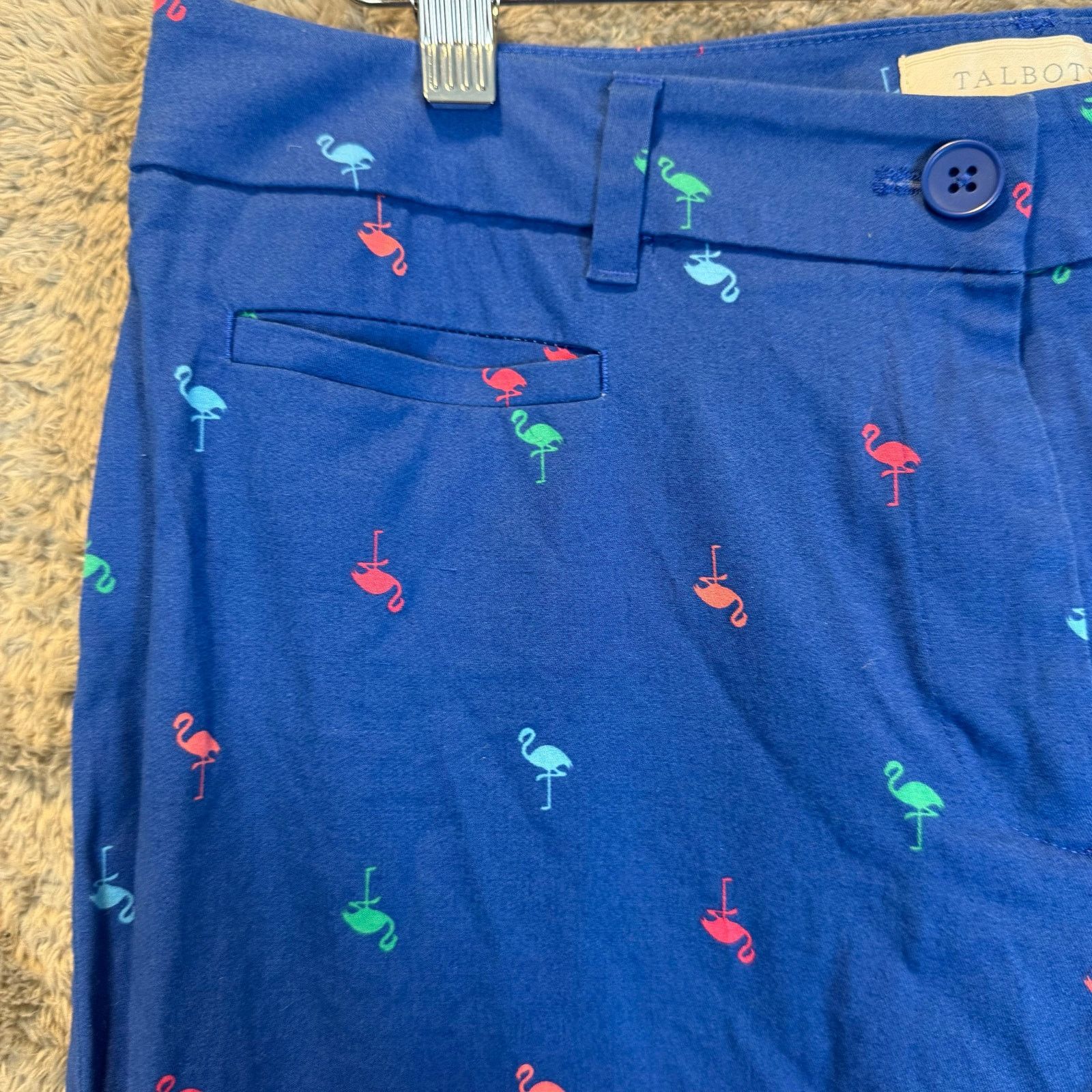 Other Talbots Blue Flamingo Print Pants Women's 10 Capri Cropped Size 32" / US 10 / IT 46 - 4 Thumbnail