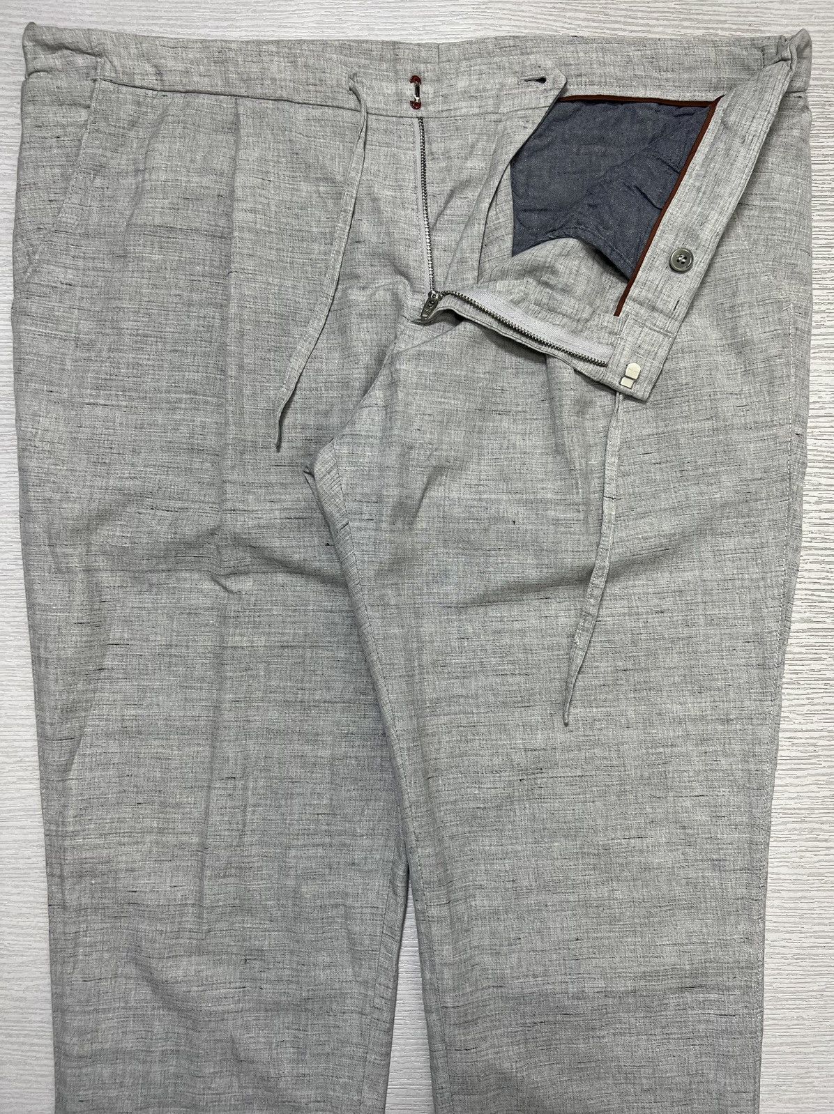 Loro Piana Loro Piana - Flax Virgin Wool Linen Blend Drawstring Trouser Size US 40 / EU 56 - 6 Thumbnail