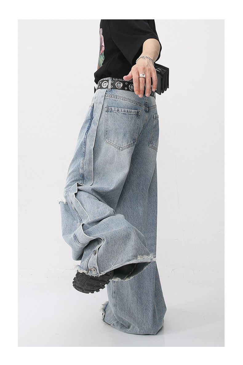 Japanese Brand × Jean Casual loose-fitting ripped denim trousers Size US 34 / EU 50 - 3 Thumbnail