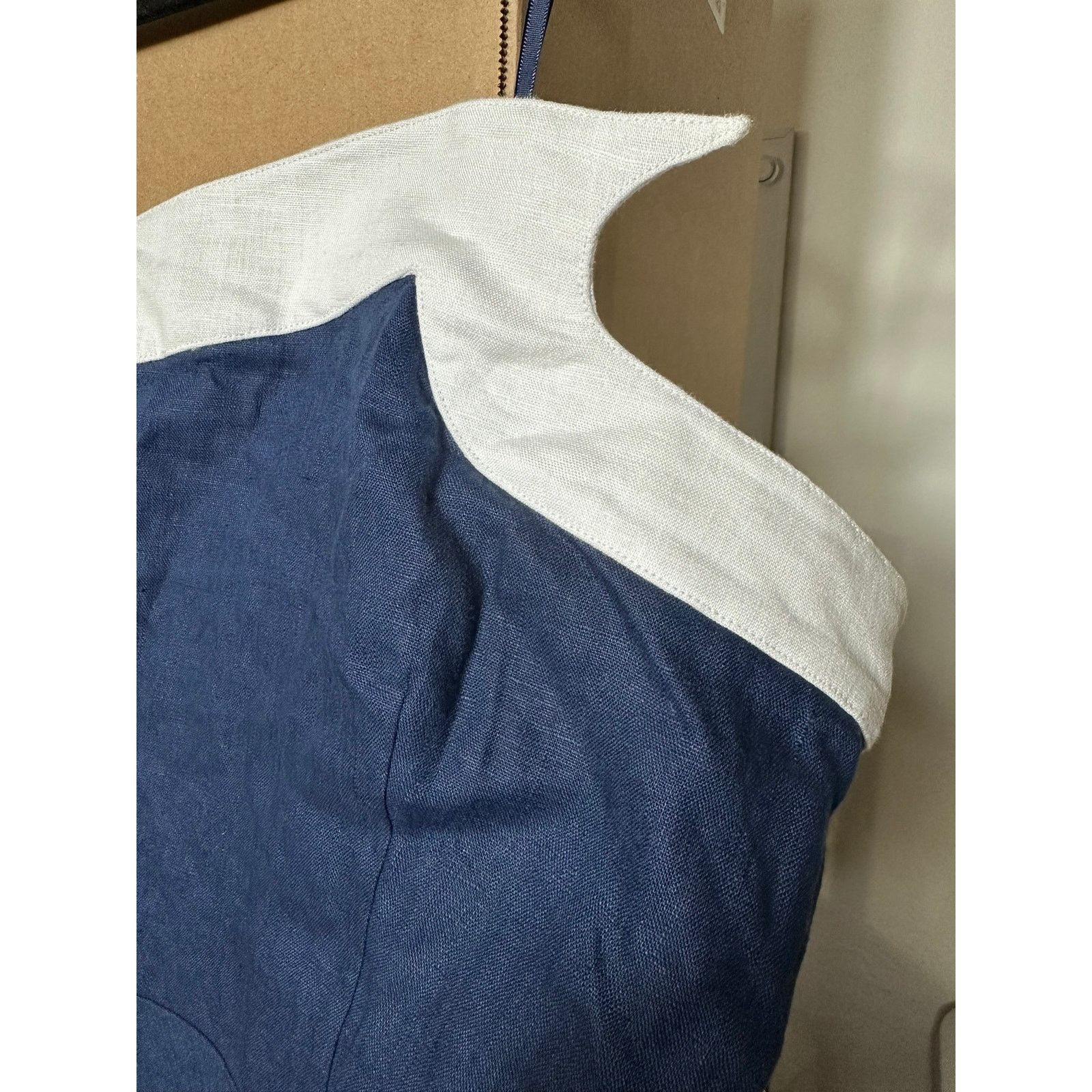 Staud STAUD Sirani Strapless Linen Dress Navy 16 Size XXL / US 16-18 / IT 52-54 - 3 Thumbnail