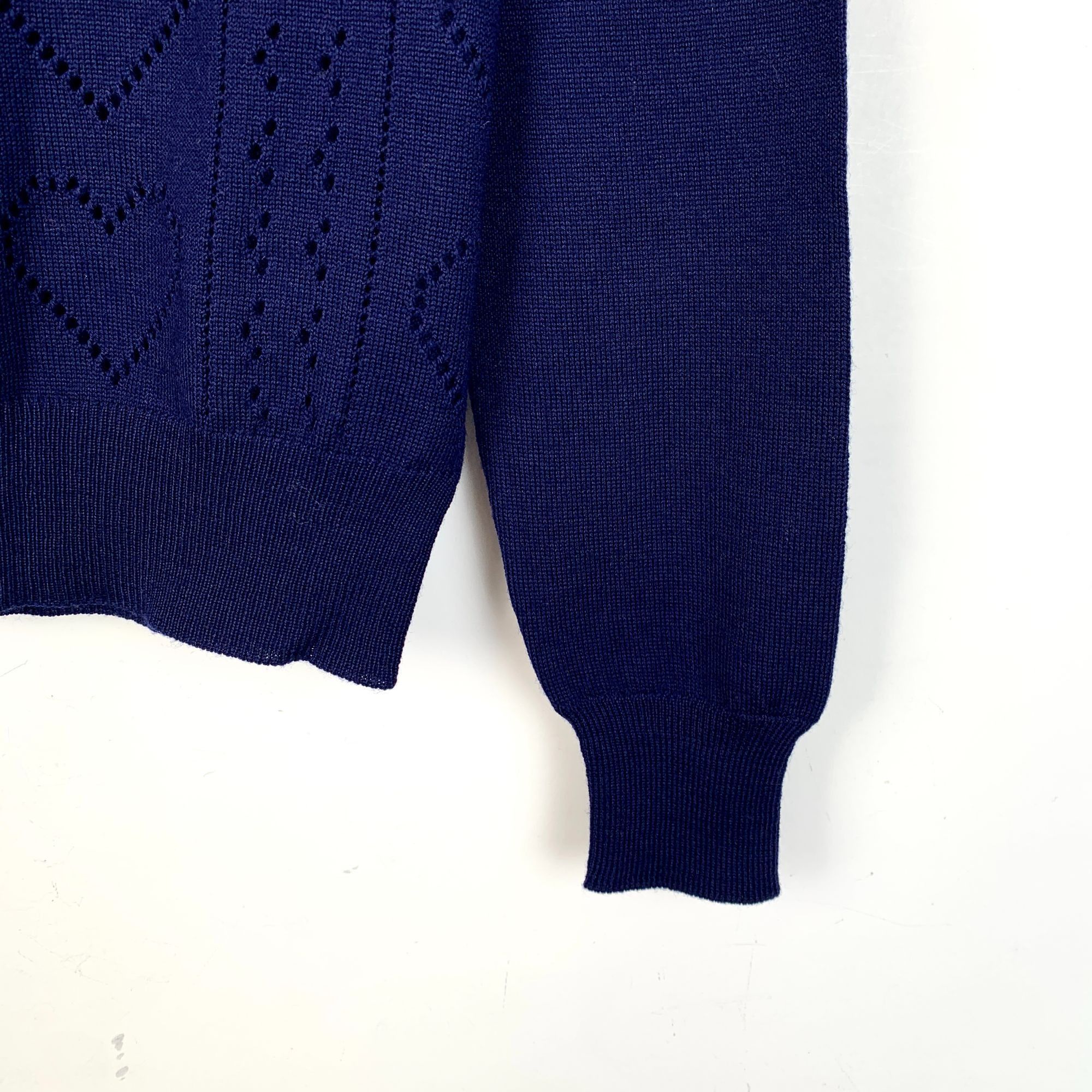 Miu Miu Miu Miu Womens Dark Blue Virgin Wool Heart Pattern Long Slee Size XS / US 0-2 / IT 36-38 - 6 Thumbnail