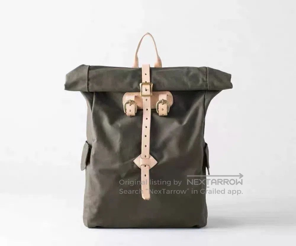 Japanese Brand stylish waterproof backpack with leather accents. Size ONE SIZE - 4 Thumbnail