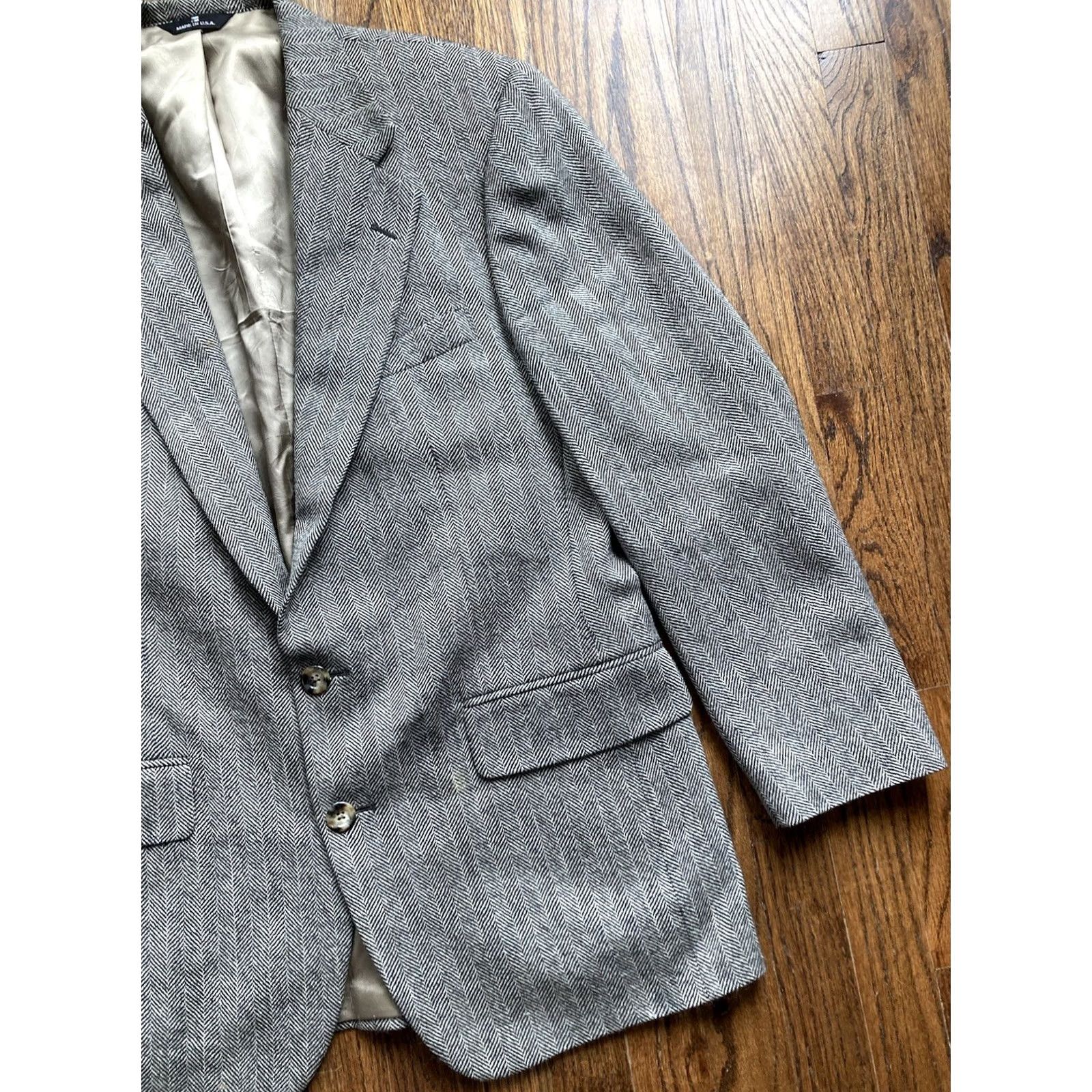 Polo Ralph Lauren VINTAGE Polo Ralph Lauren Blazer Mens 42 Wool Herringbone Gray Size US XL / EU 56 / 4 - 3 Thumbnail