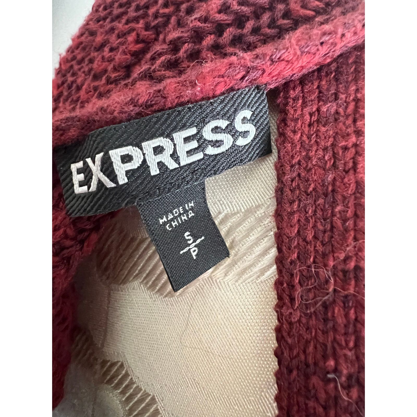 Express Express Women’s Crossover Back Burgundy Knit Sweater Small Size S / US 4 / IT 40 - 5 Thumbnail