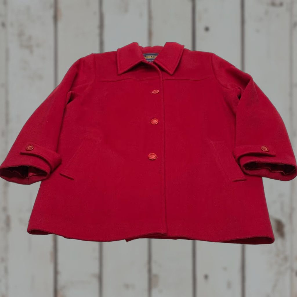 VINTAGE Pendleton Coat Womens XL Red 100% Wool Button Front Lined Made in USA