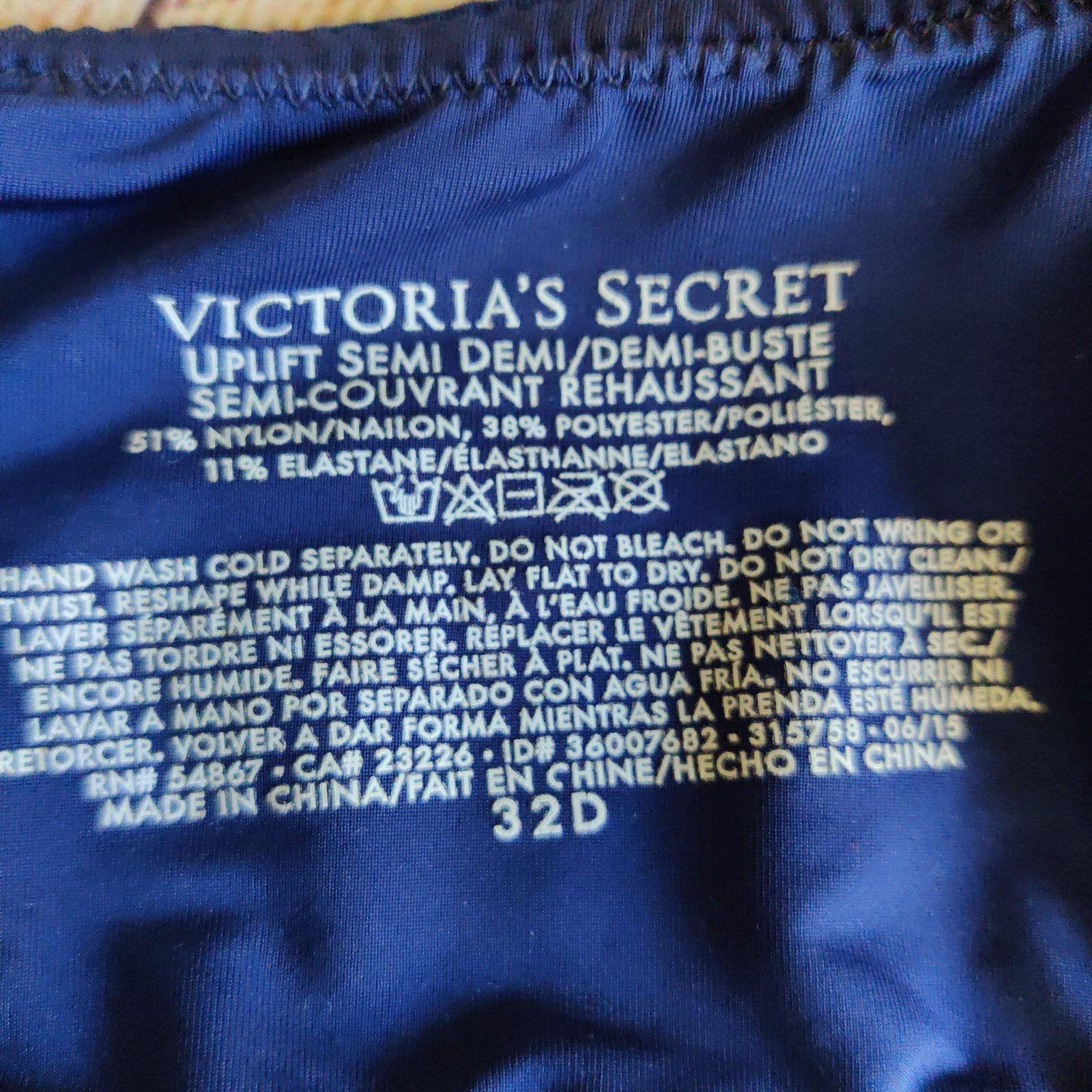 Victoria's Secret Victoria's Secret Uplift Semi Demi Bra blue sz 32D Size ONE SIZE - 10 Thumbnail