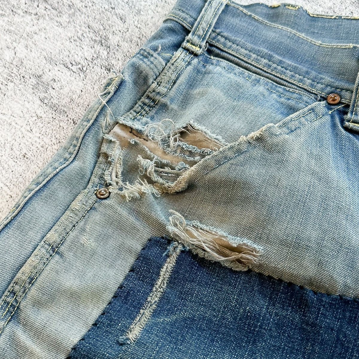 Lee THRASHED Vintage Lee Patchwork Carpenter Denim Size US 36 / EU 52 - 5 Thumbnail
