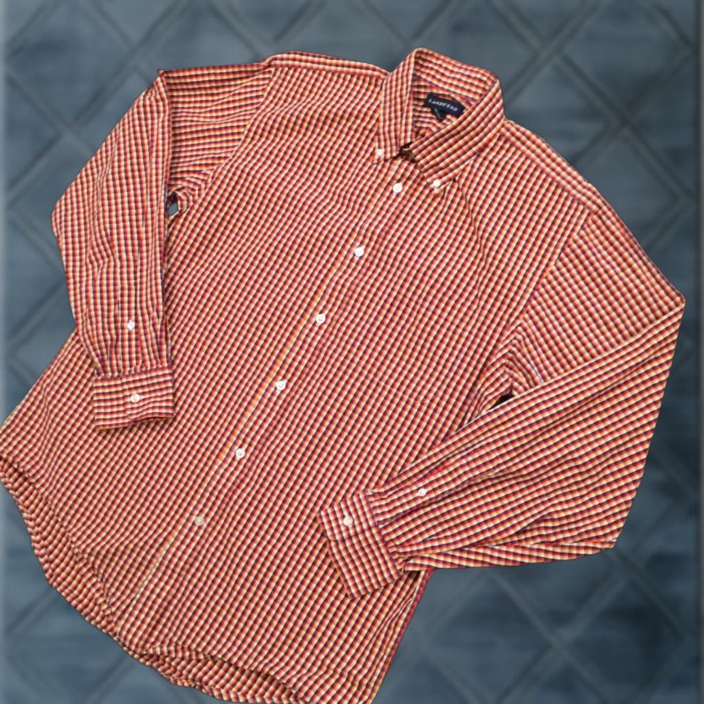 Lands' End Lands End Shirt Mens 15.5 Red Yellow Blue Plaid Long Sleeve Button Up Size US L / EU 52-54 / 3 - 1 Thumbnail