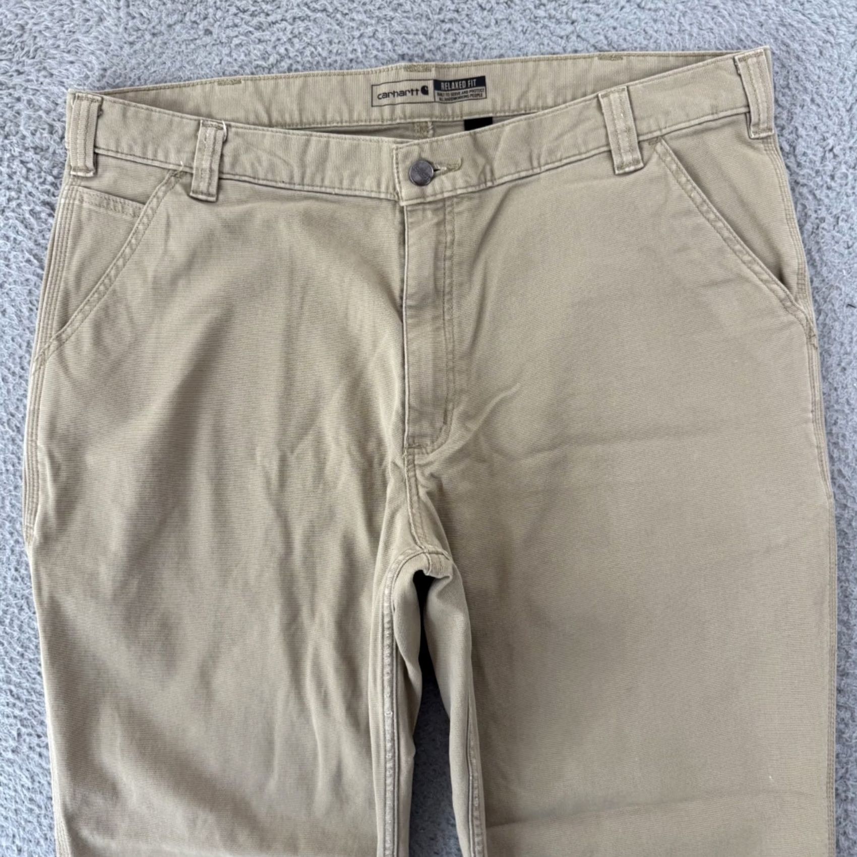 Carhartt Carhartt Pants Mens 40x32 Relaxed Fit Rugged Flex Canvas Carpenter Workwear Straight 5-Pocket Beige Outdoor Vintage: No Size US 40 / EU 56 - 3 Thumbnail