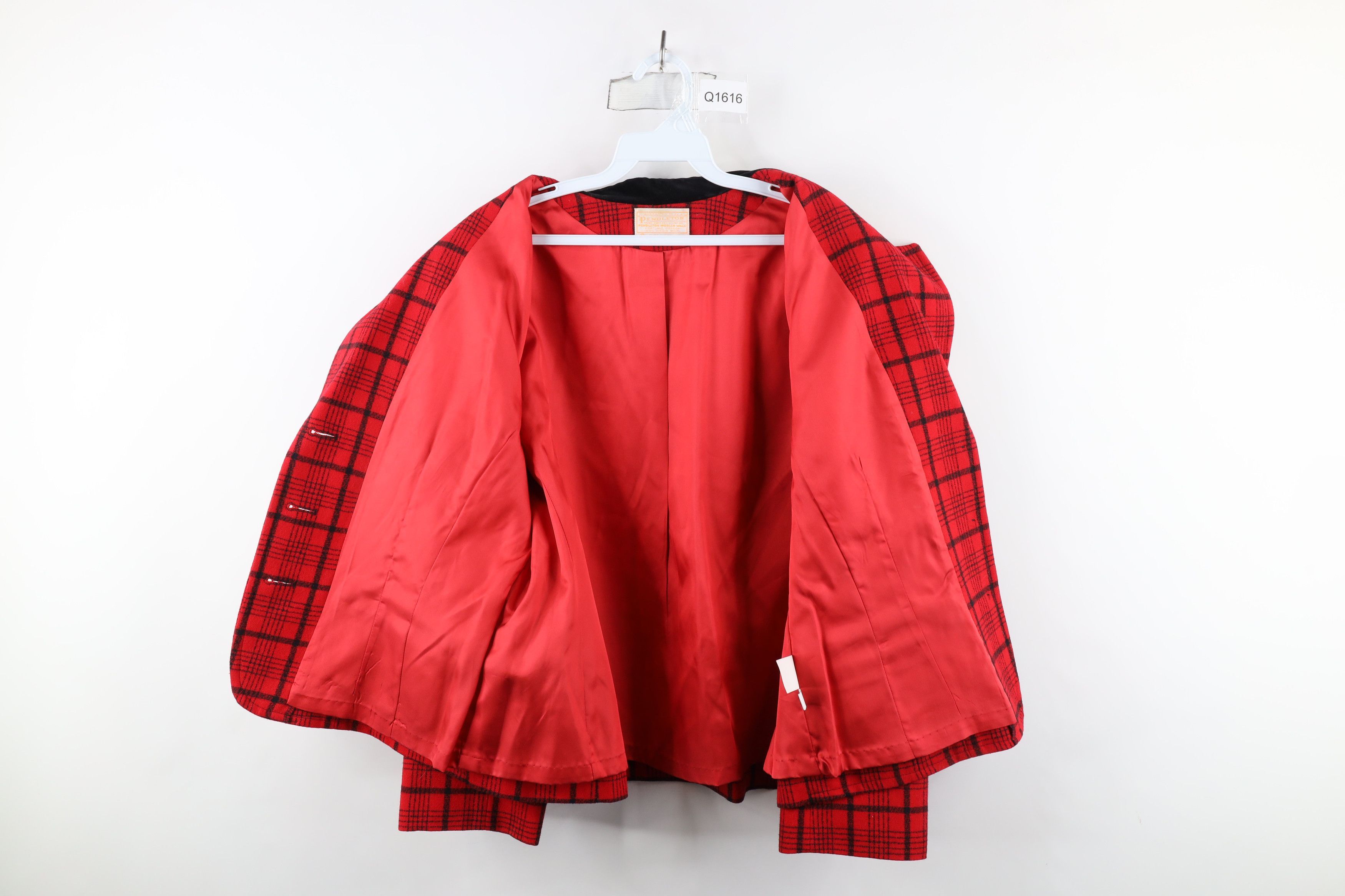 Pendleton × Vintage Vintage 90s Pendleton Wool Blazer Jacket Red Plaid USA Size XXL / US 16-18 / IT 52-54 - 9 Thumbnail
