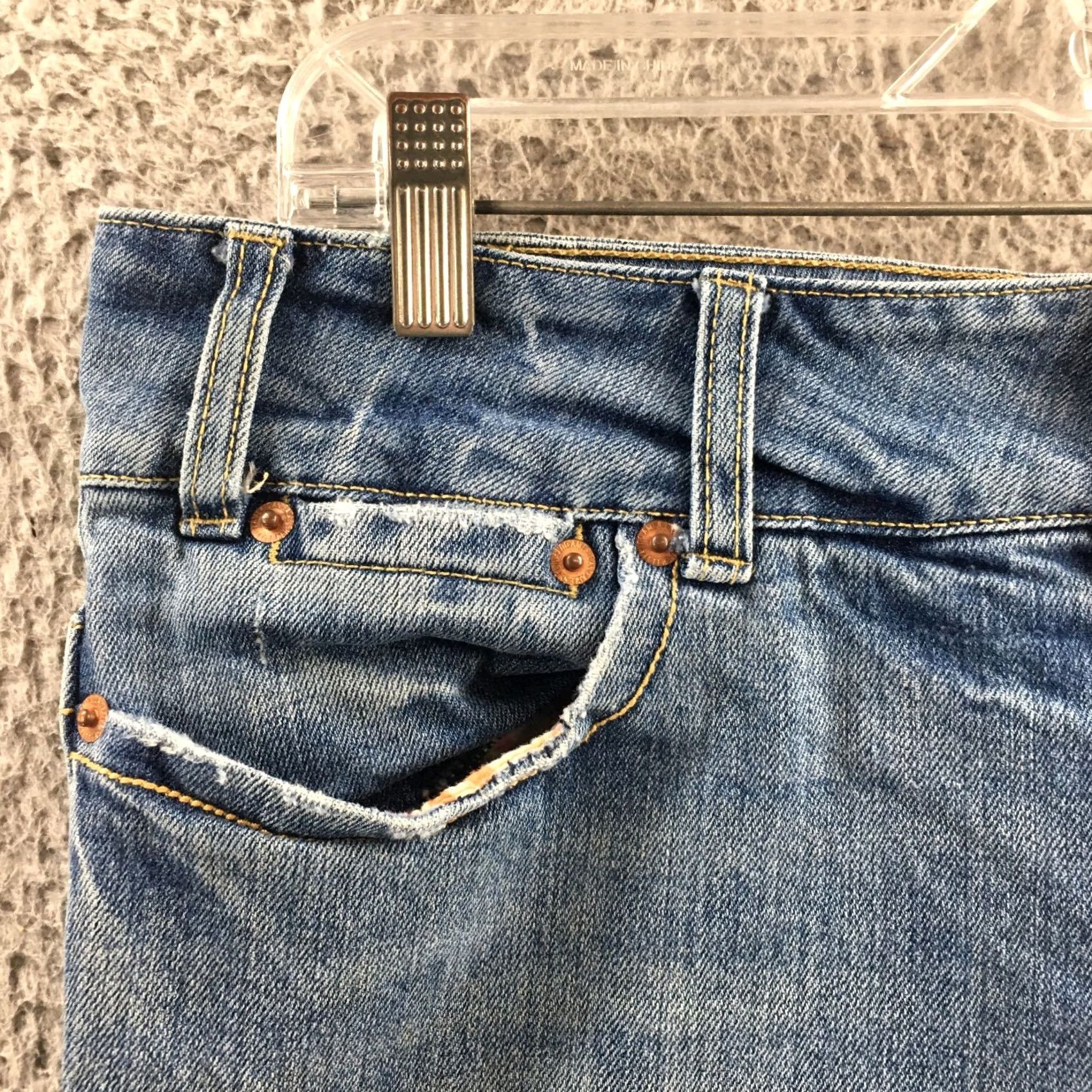 Vintage American Eagle Straight Leg Jeans Womens 10 Blue Denim Button Front Zip Fly Jeans Women 10 Blue Denim Belt 5-Pocket Solid Vintage No? Size 32" / US 10 / IT 46 - 3 Thumbnail