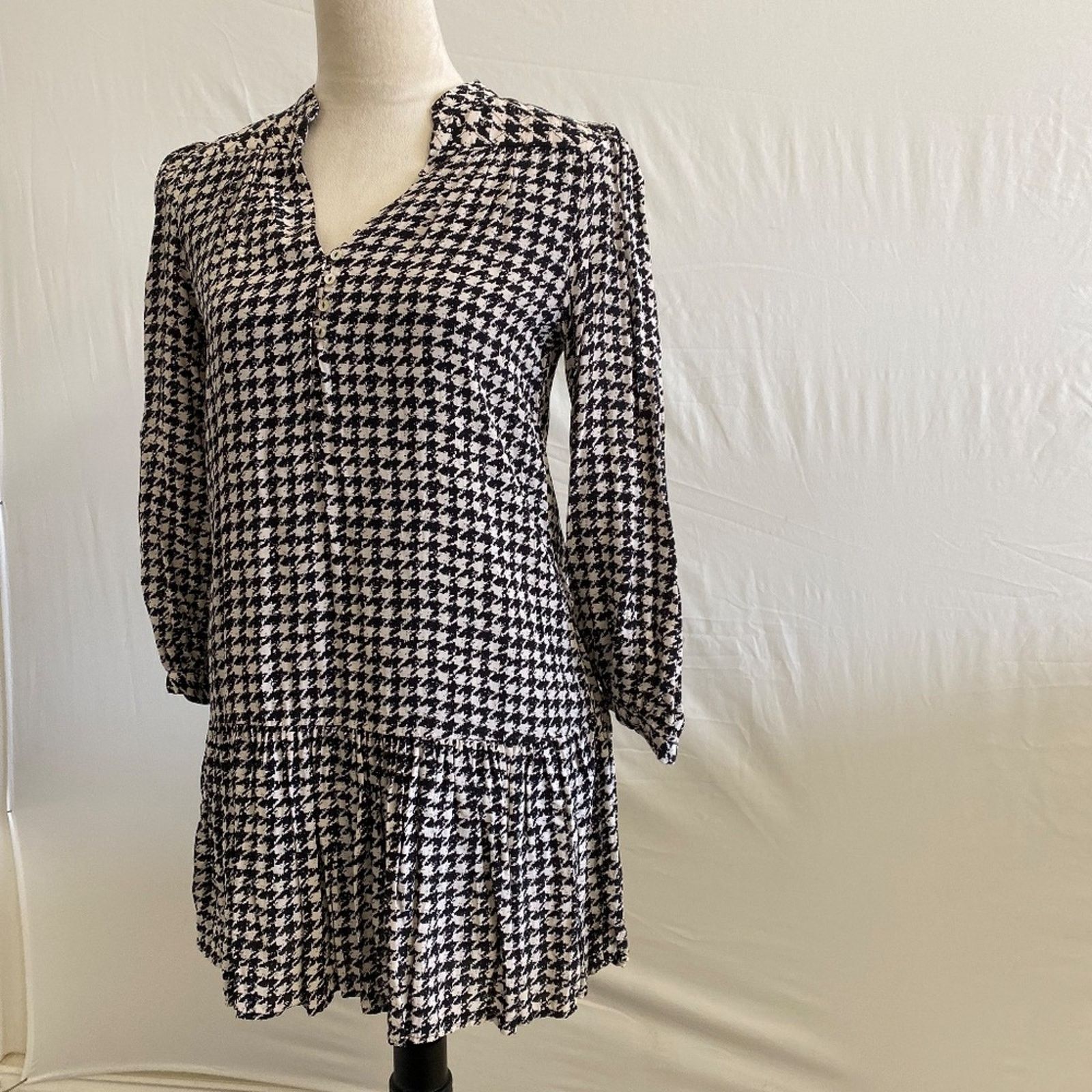 Anthropologie Anthropologie Maeve Sterling Houndstooth Dress - XXSP Size XXS / US 00 / IT 34 - 6 Thumbnail