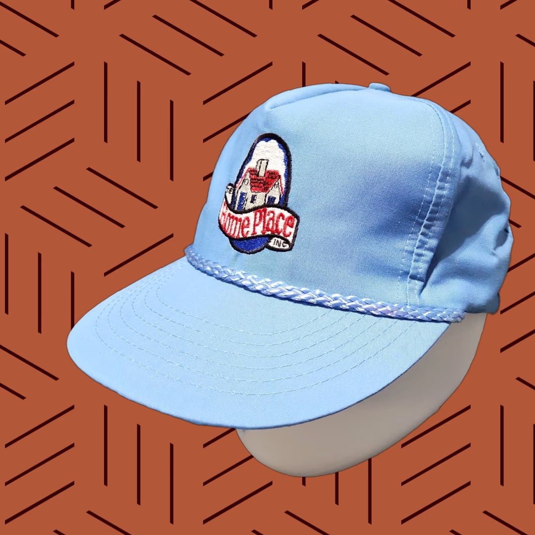 Vintage VINTAGE Home Hat Snapback Powder Blue Rope Bill Brim Adjustable Unisex Adults Blue Baseball Cap Size ONE SIZE - 1 Thumbnail