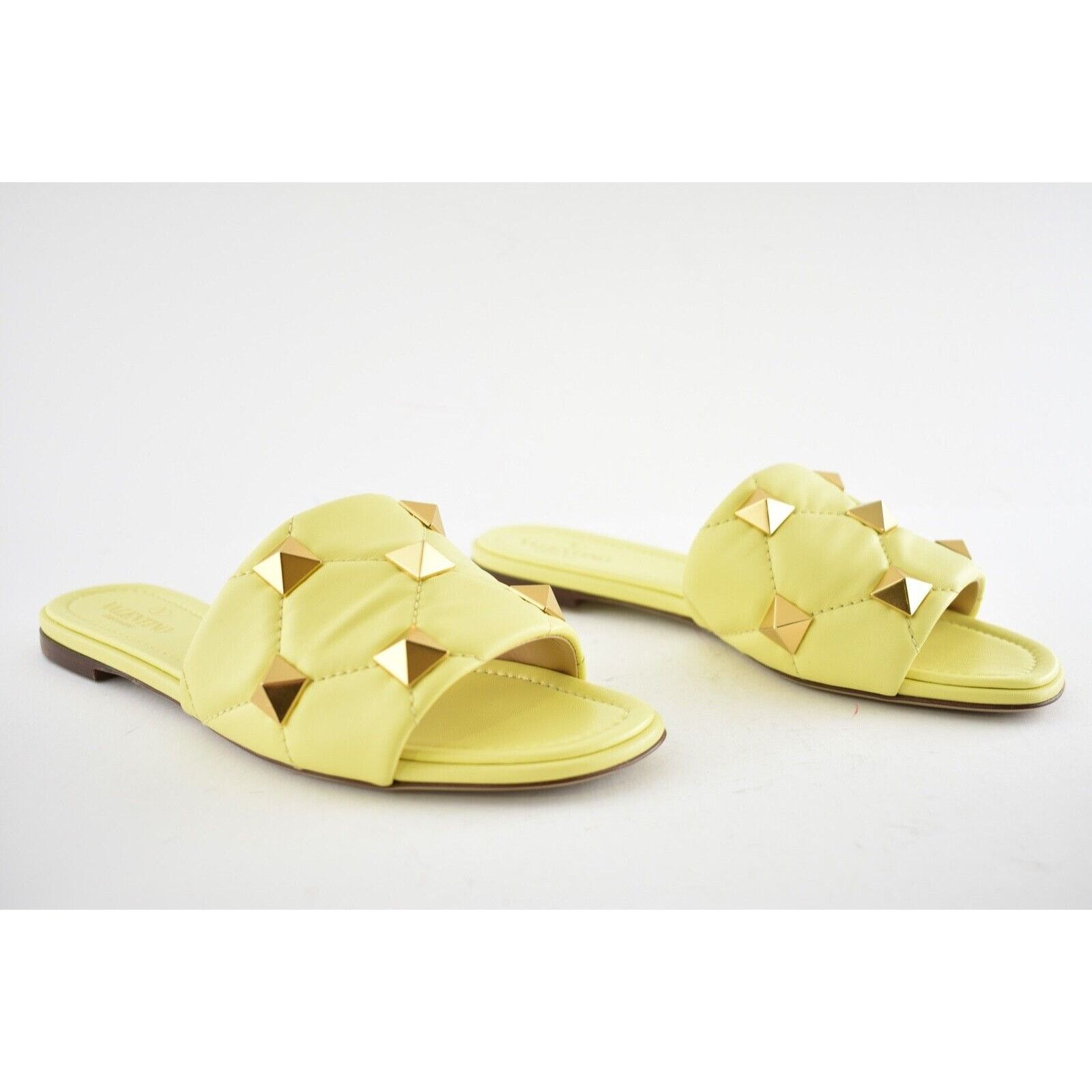 Valentino Valentino Rockstud Roman Stud Lime Yellow Leather Quilted Size US 6 / IT 36 - 3 Thumbnail