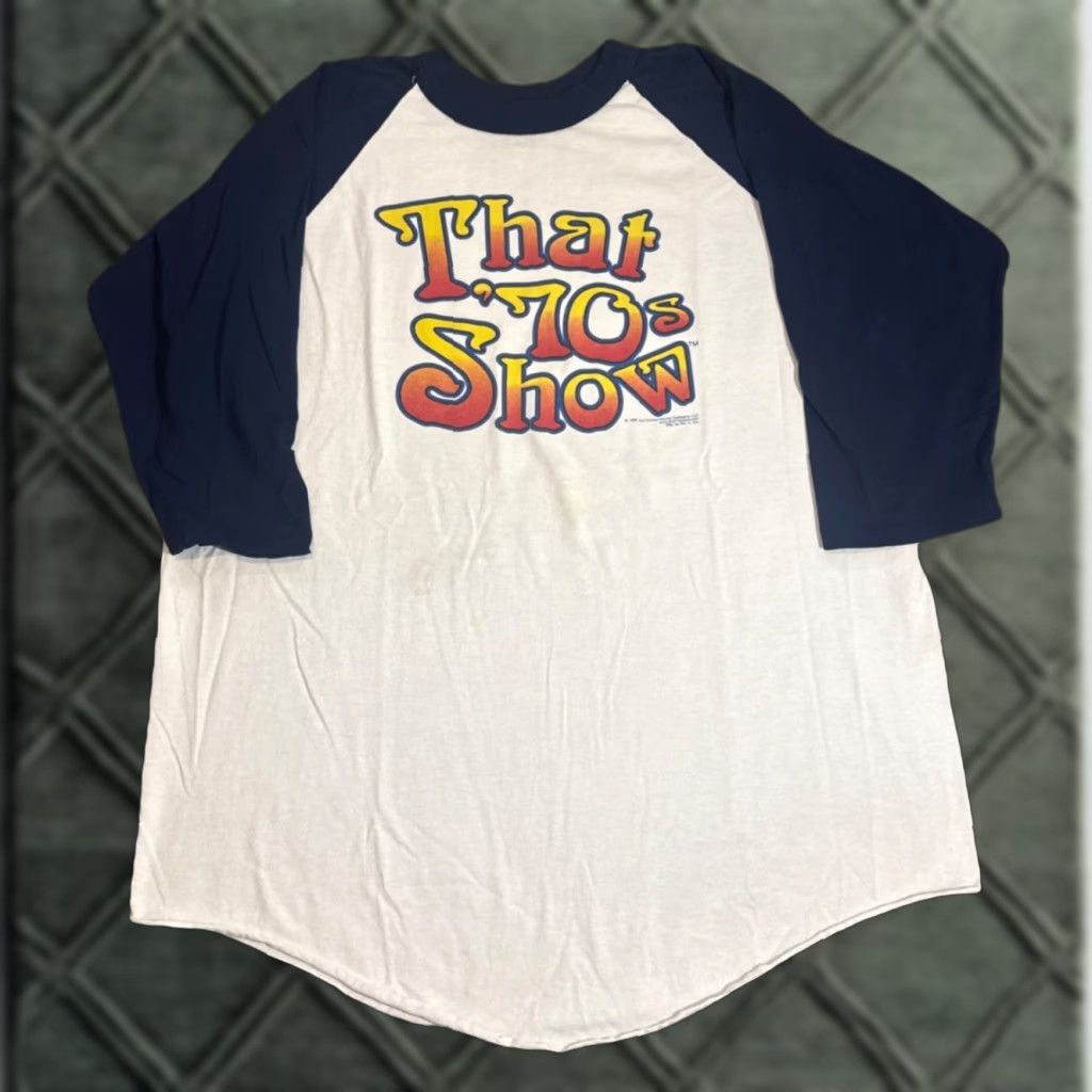 Soffe VINTAGE That ‘70s Show TV Television Promo Raglan 3/4 Sleeve T-Shirt XL Mens White 1998 70s Size US XL / EU 56 / 4 - 1 Thumbnail