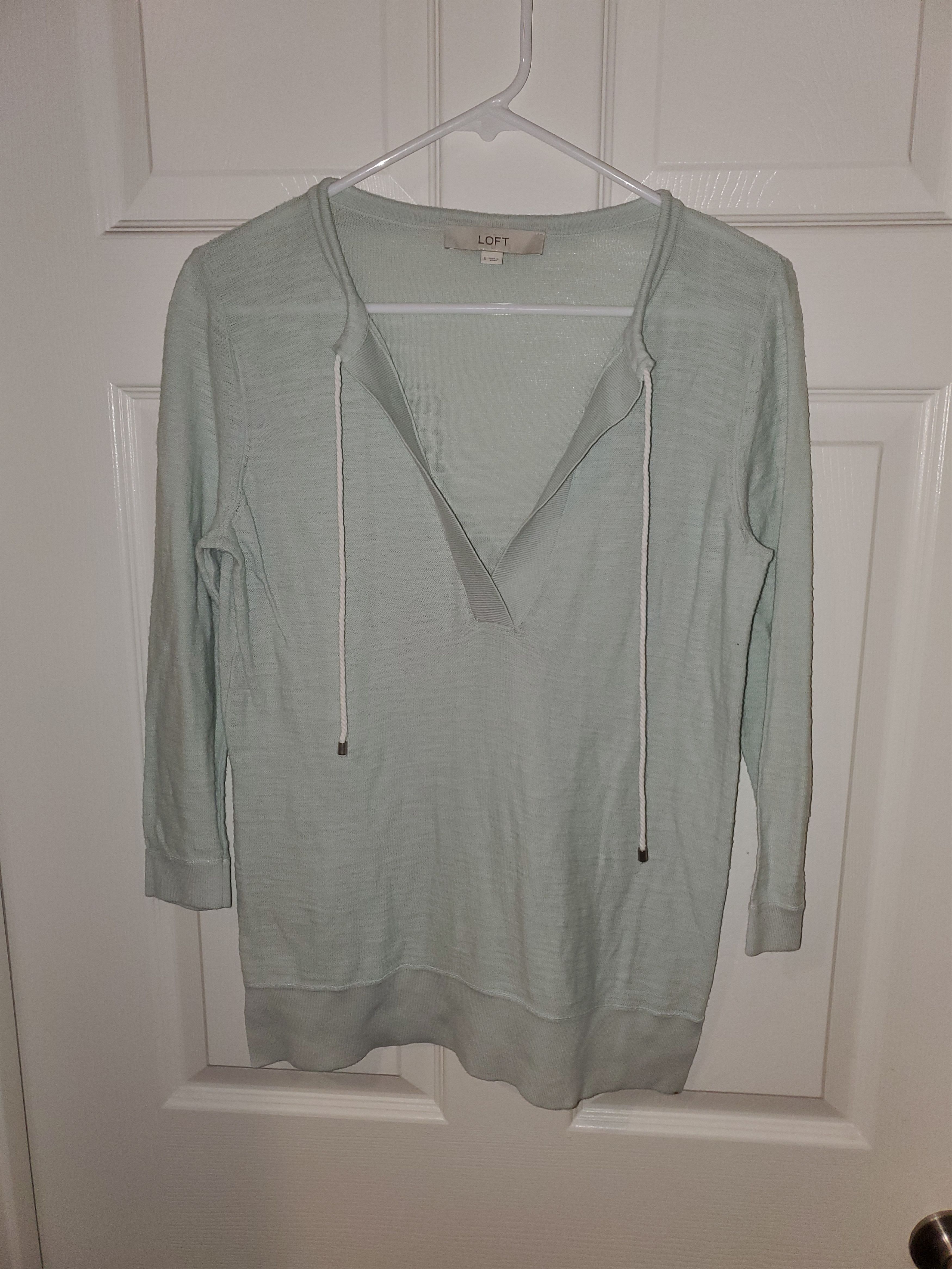 Loft LOFT pale blue lightweight pullover w/ drawstrings (size s) Size S / US 4 / IT 40 - 1 Thumbnail